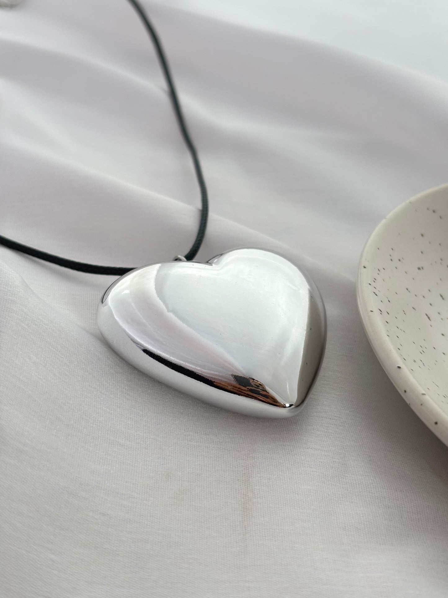 Chunky Silver Heart Cord