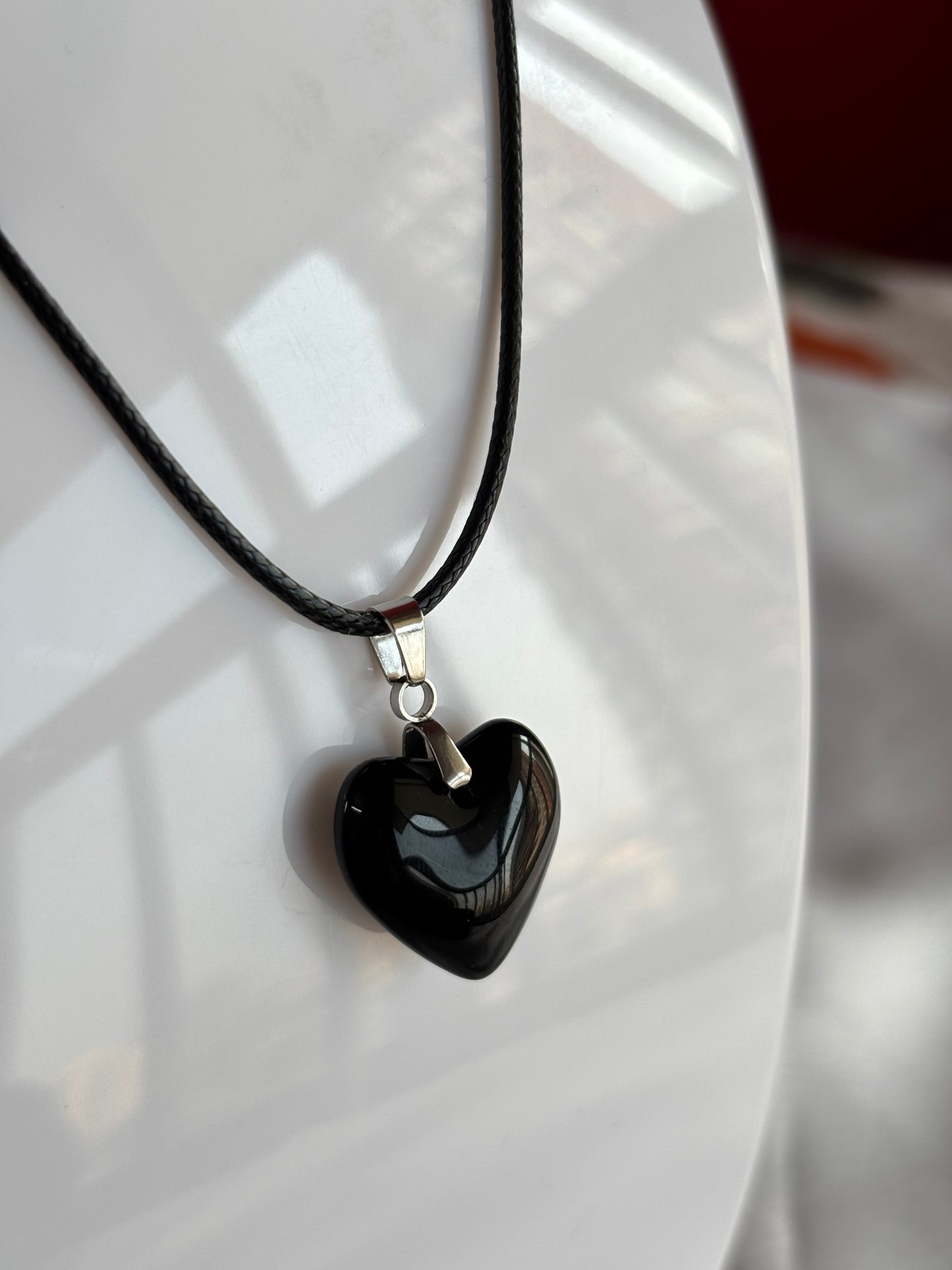 Puffy Black Heart Cord - Curvy Jewels