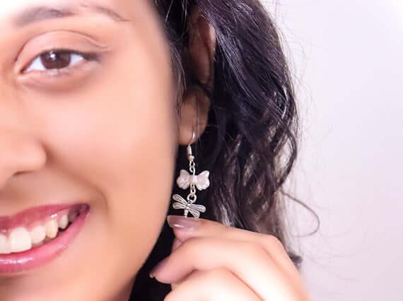 Whimsical Dragonfly Bow Earrings - Curvy Jewels