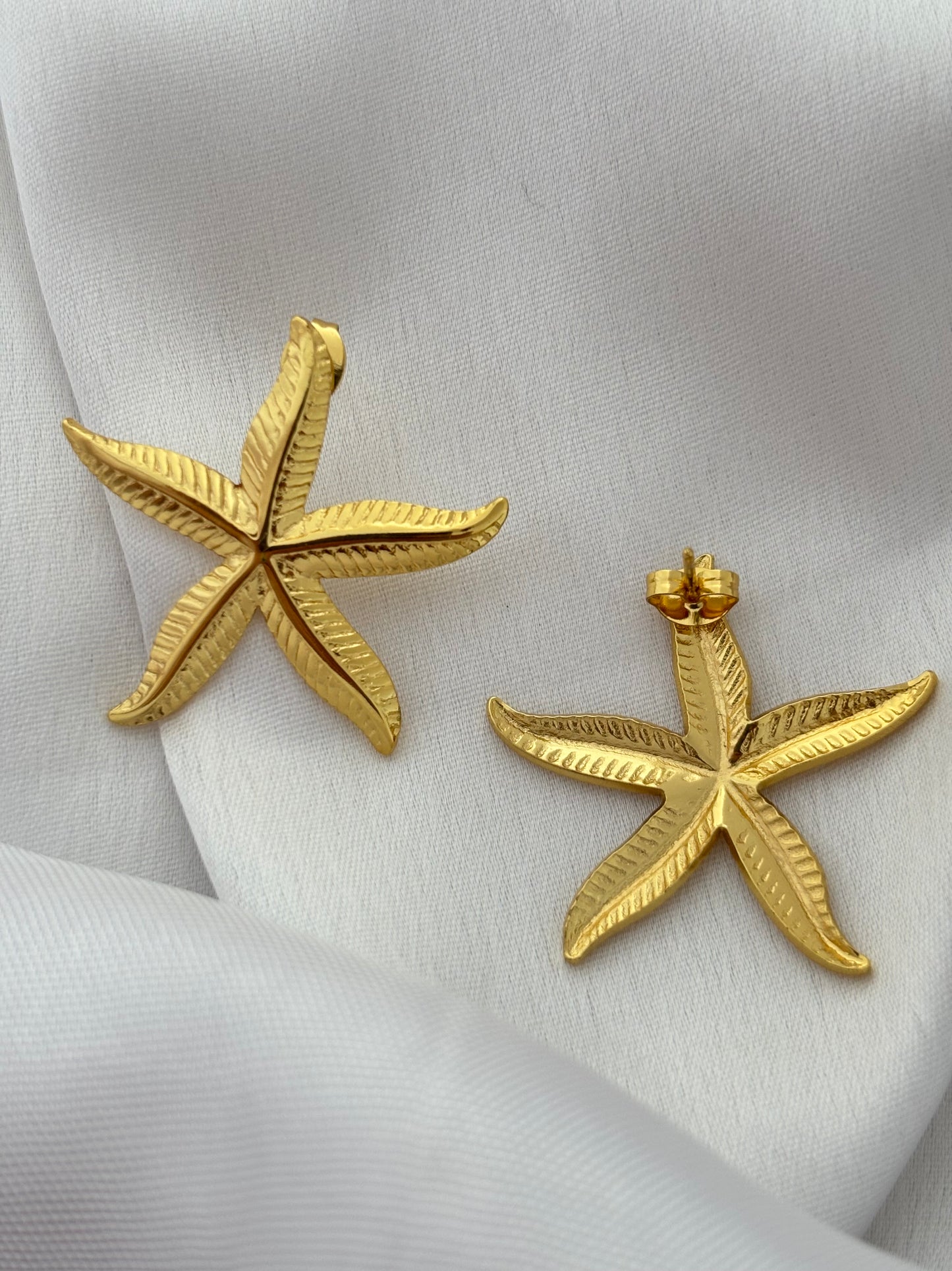 Gold Starfish Stud Earrings