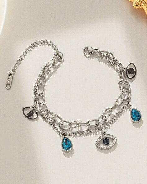 Evil Eye Double Layered Bracelet - Curvy Jewels