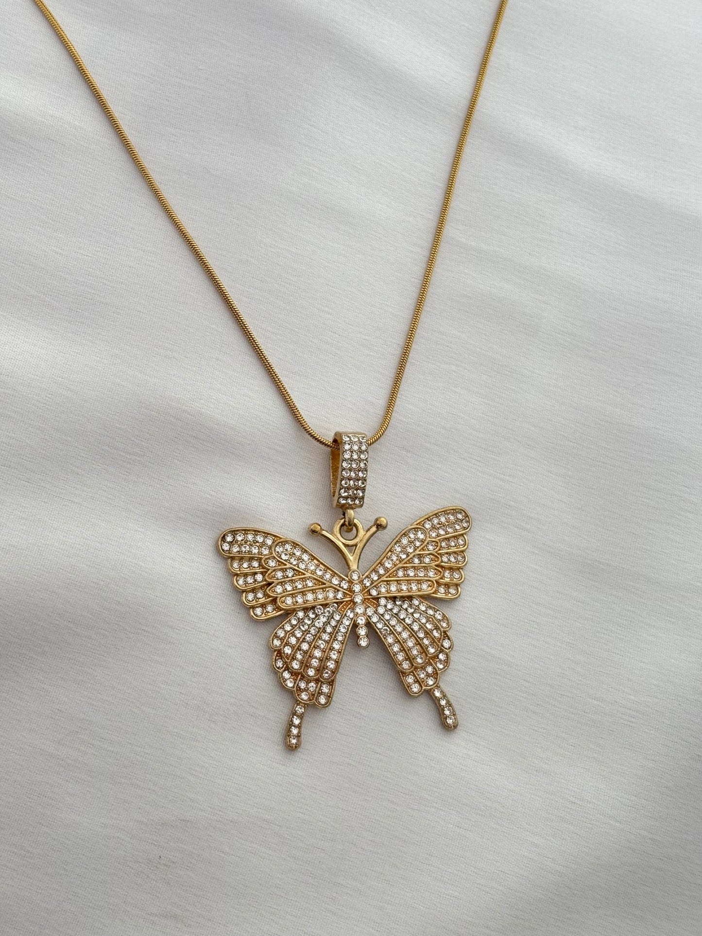 Iced Out Butterfly Anti-Tarnish Necklace 🧡