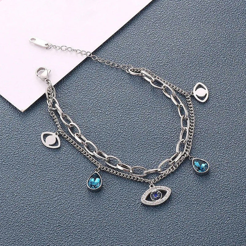Evil Eye Double Layered Bracelet - Curvy Jewels