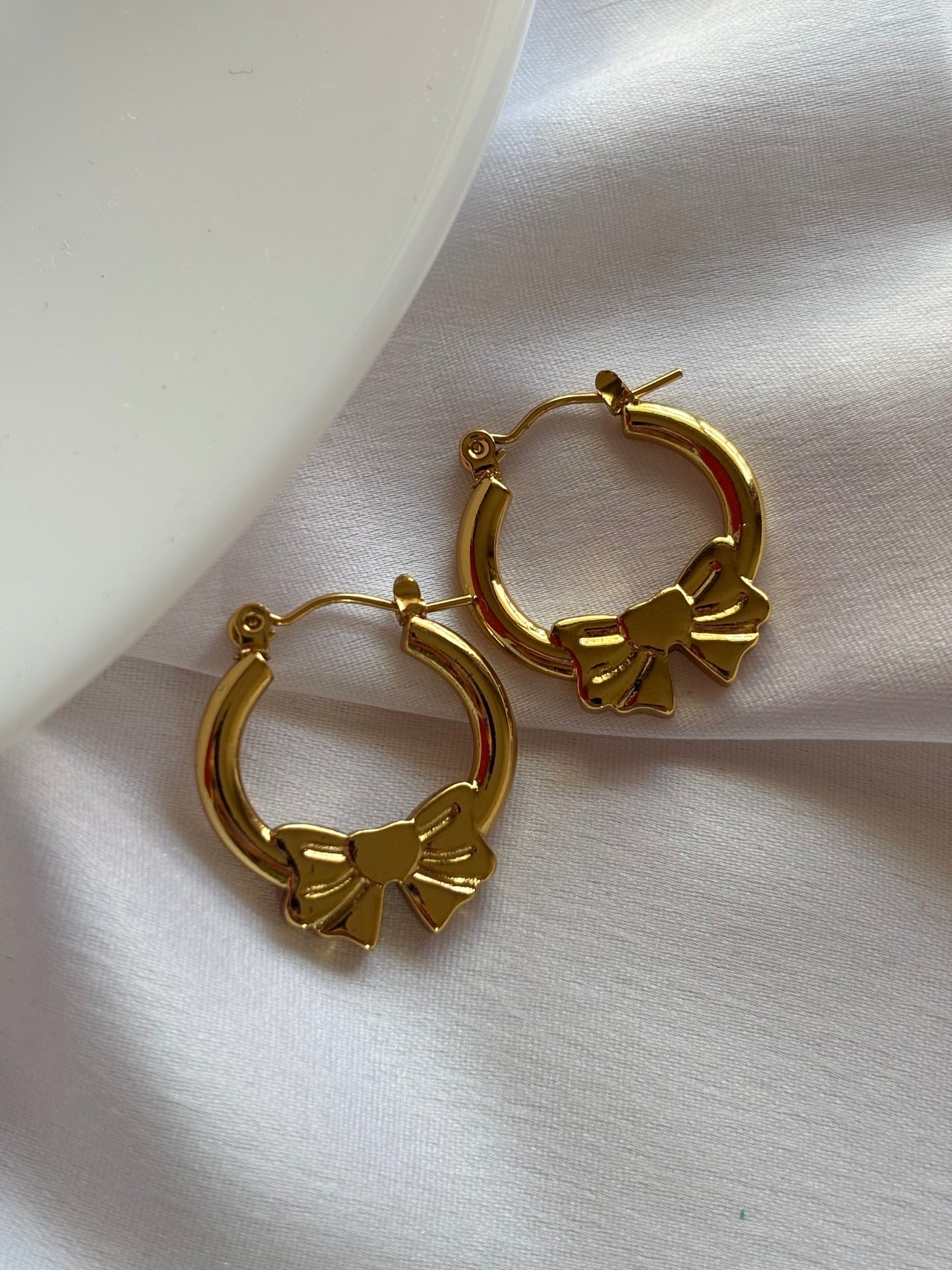 Golden Bow Hoop Earrings - Curvy Jewels
