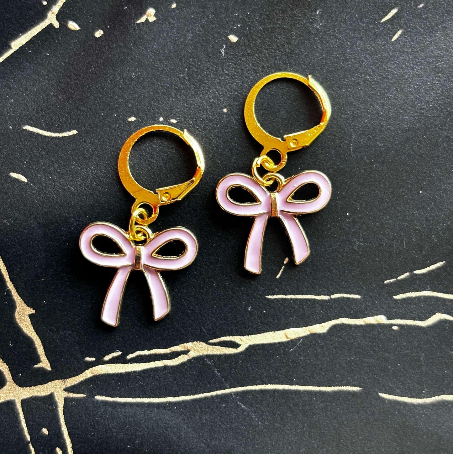Chic Pink Bow Enamel Earrings - Curvy Jewels
