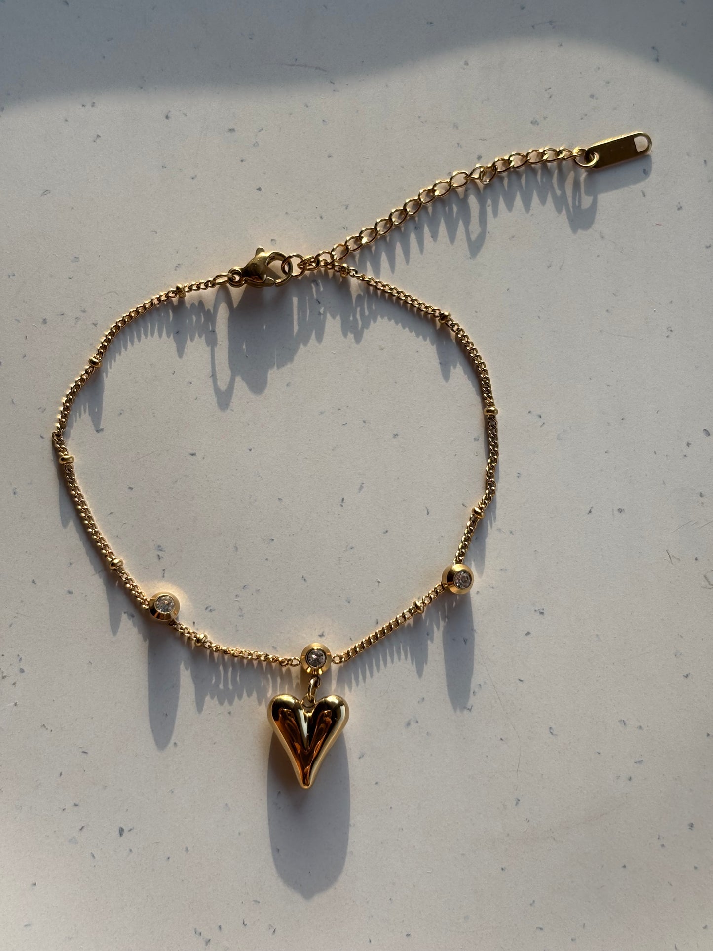 Anti-Tarnish Heart Anklet