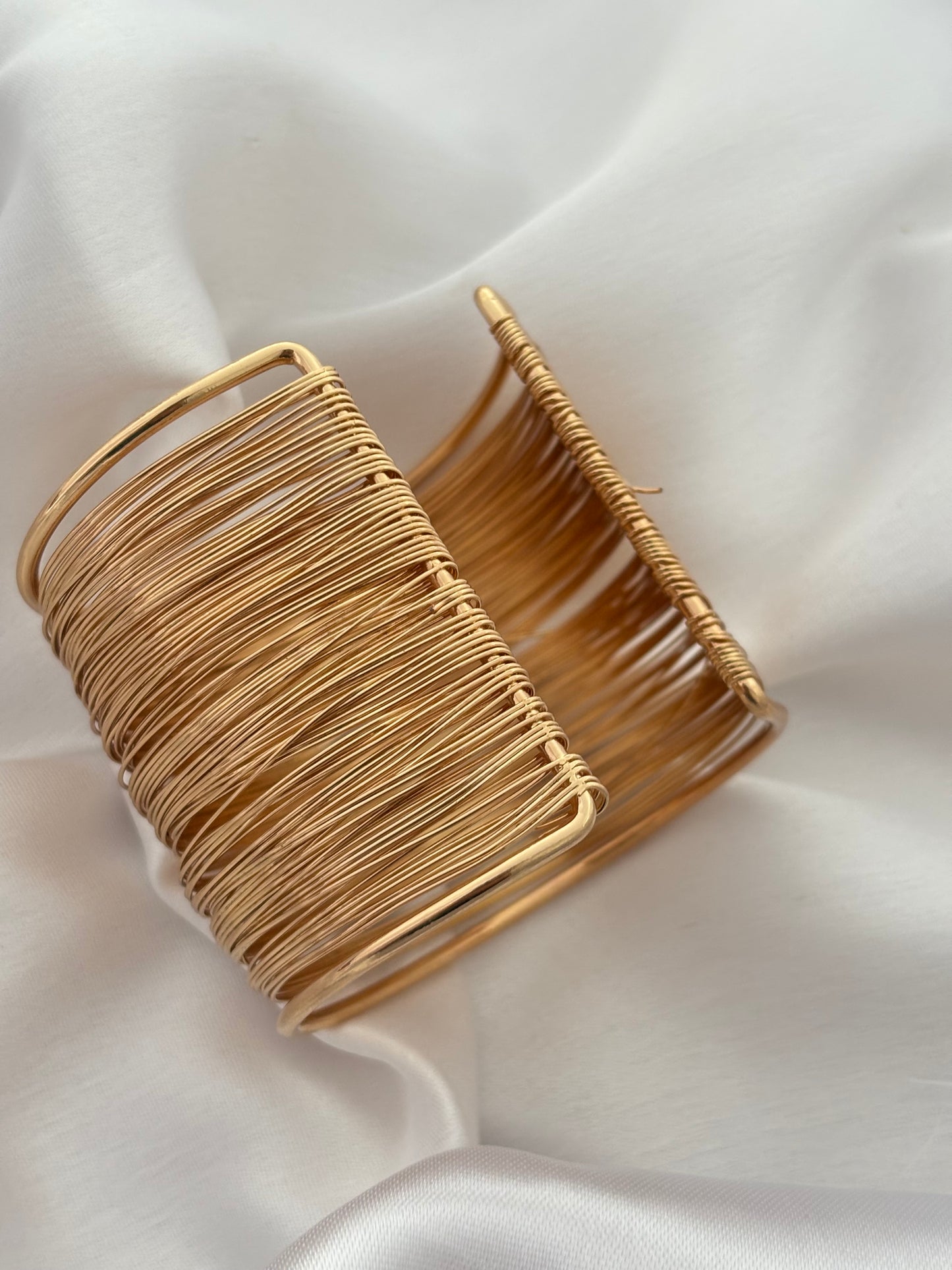 Wide Gold Wire Cuff Bracelet