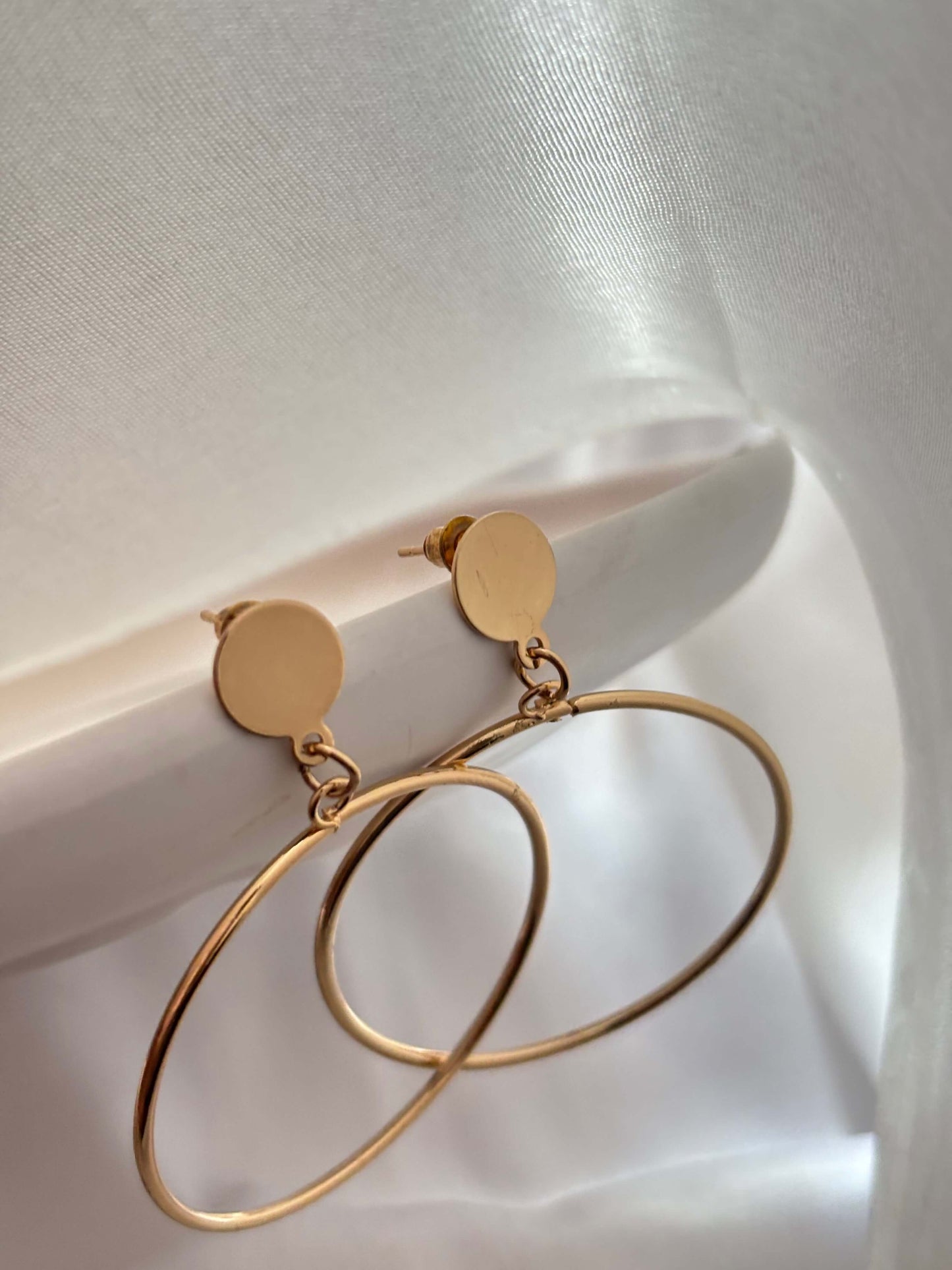 Gold Drop Hoop Earrings