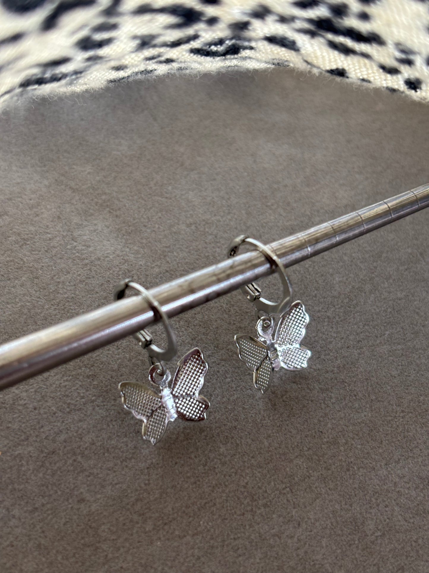 Delicate Silver Butterfly Hoop Earrings