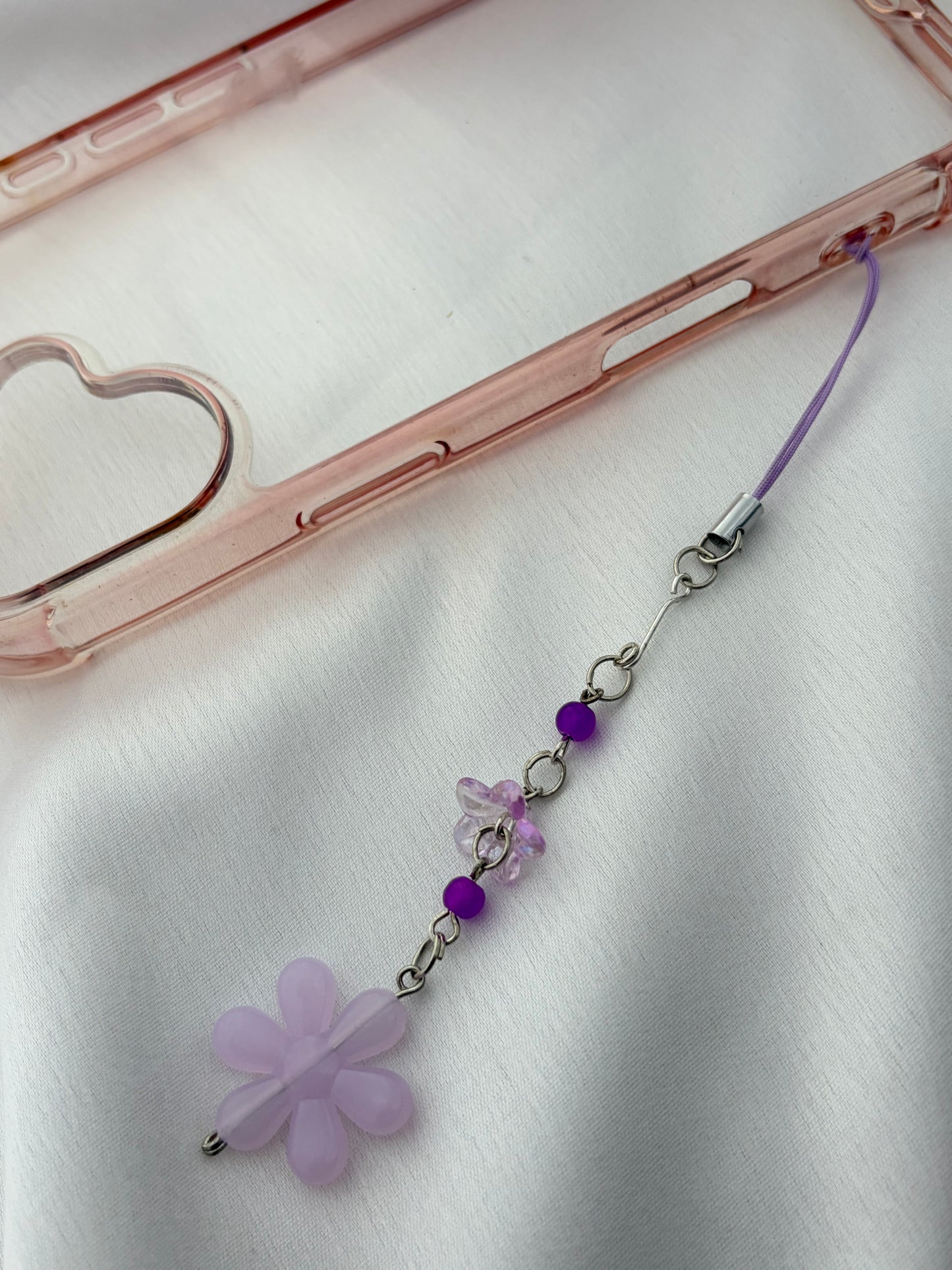 Lavender Beaded Flower Phone Charm