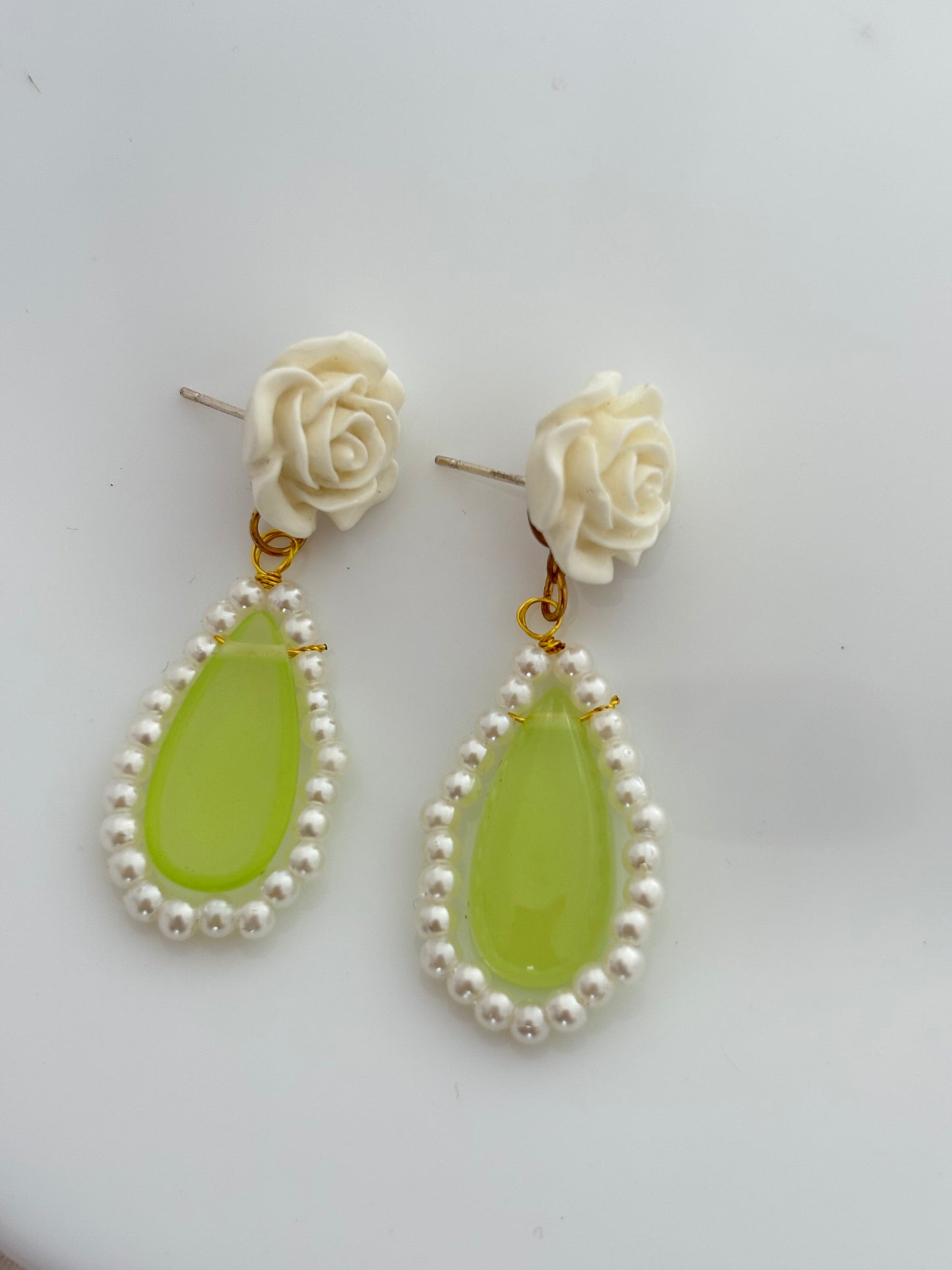 Elegant Rose Pearl Drop Earrings
