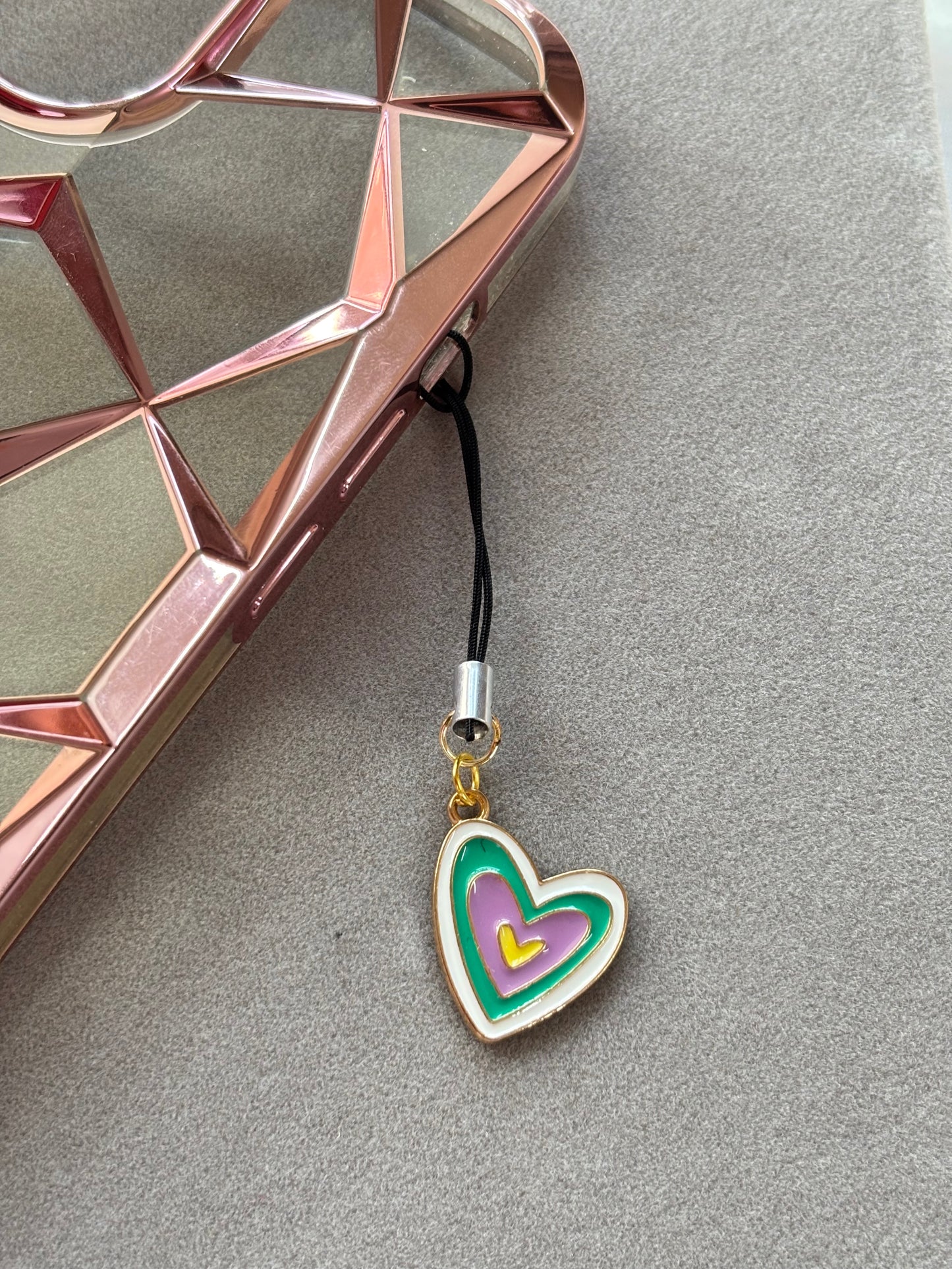Pastel Heart Phone Charm - Curvy Jewels