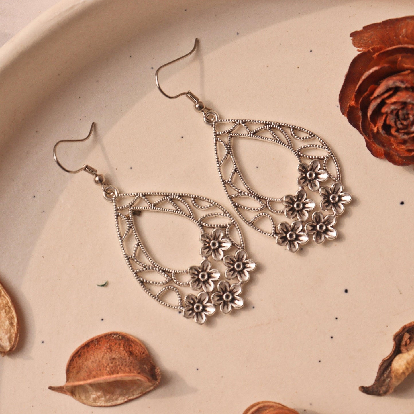 Floral Elegance Jhumka Earrings - Curvy Jewels