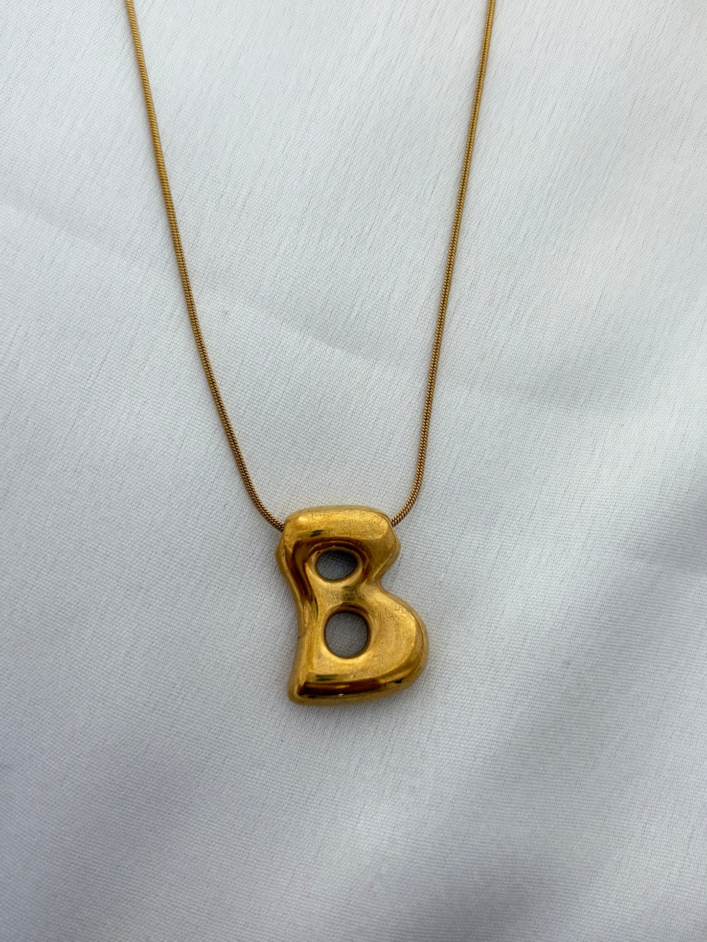Bubble Letter B Initial Necklace