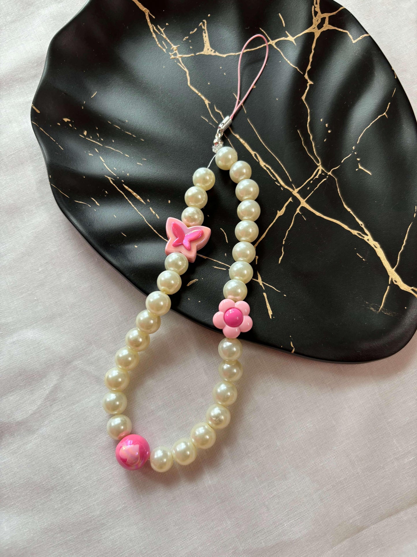 Pink Pearl Phone Charm - Curvy Jewels