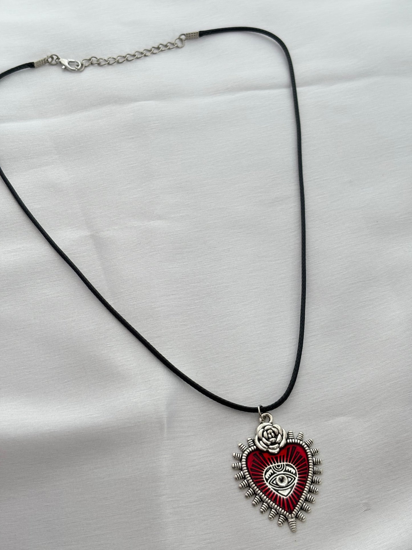 Gothic Mystic Eye Heart Cord Necklace