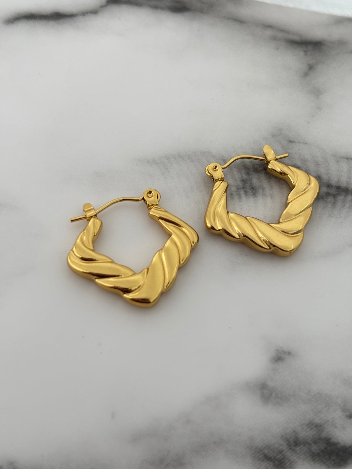 Anti-Tarnish Gold Twist Hoops