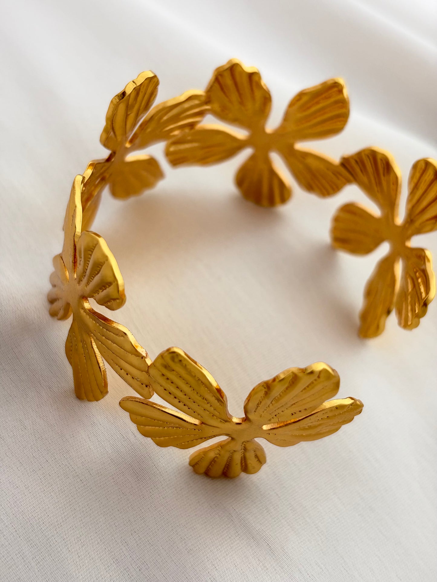 Textured Gold Floral Cuff