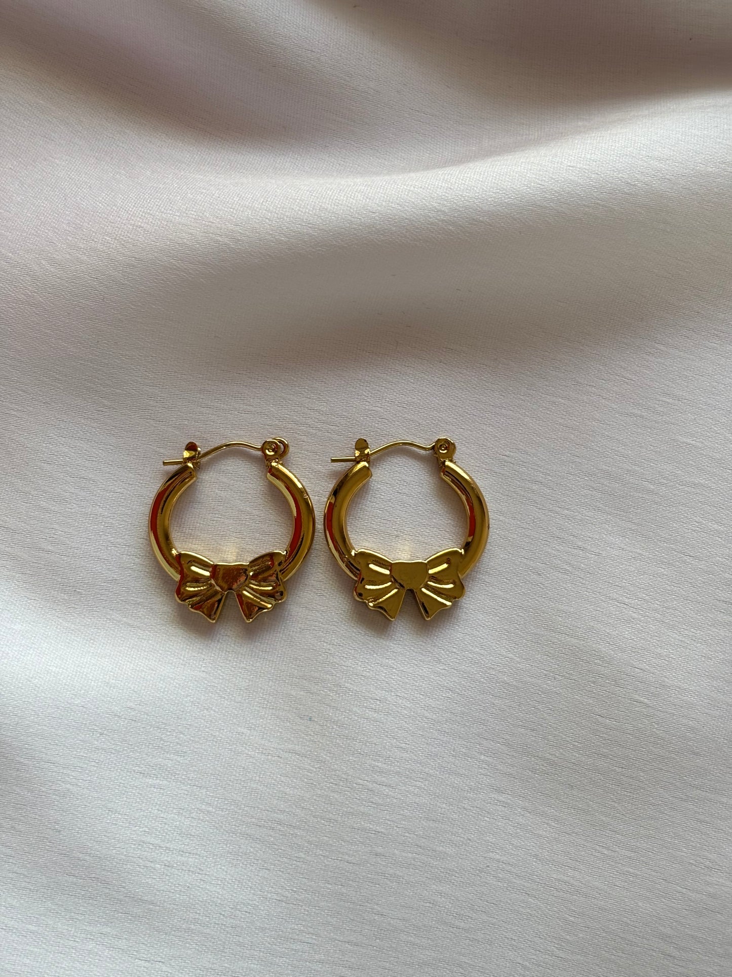 Golden Bow Hoop Earrings - Curvy Jewels