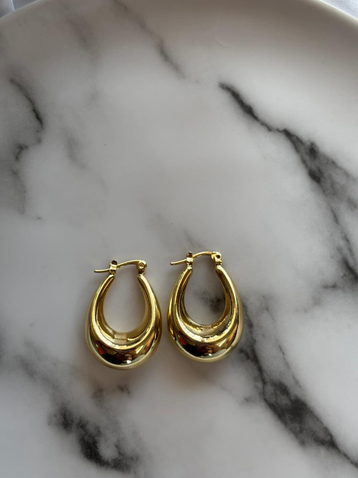Chunky Gold Teardrop Hoop Earrings