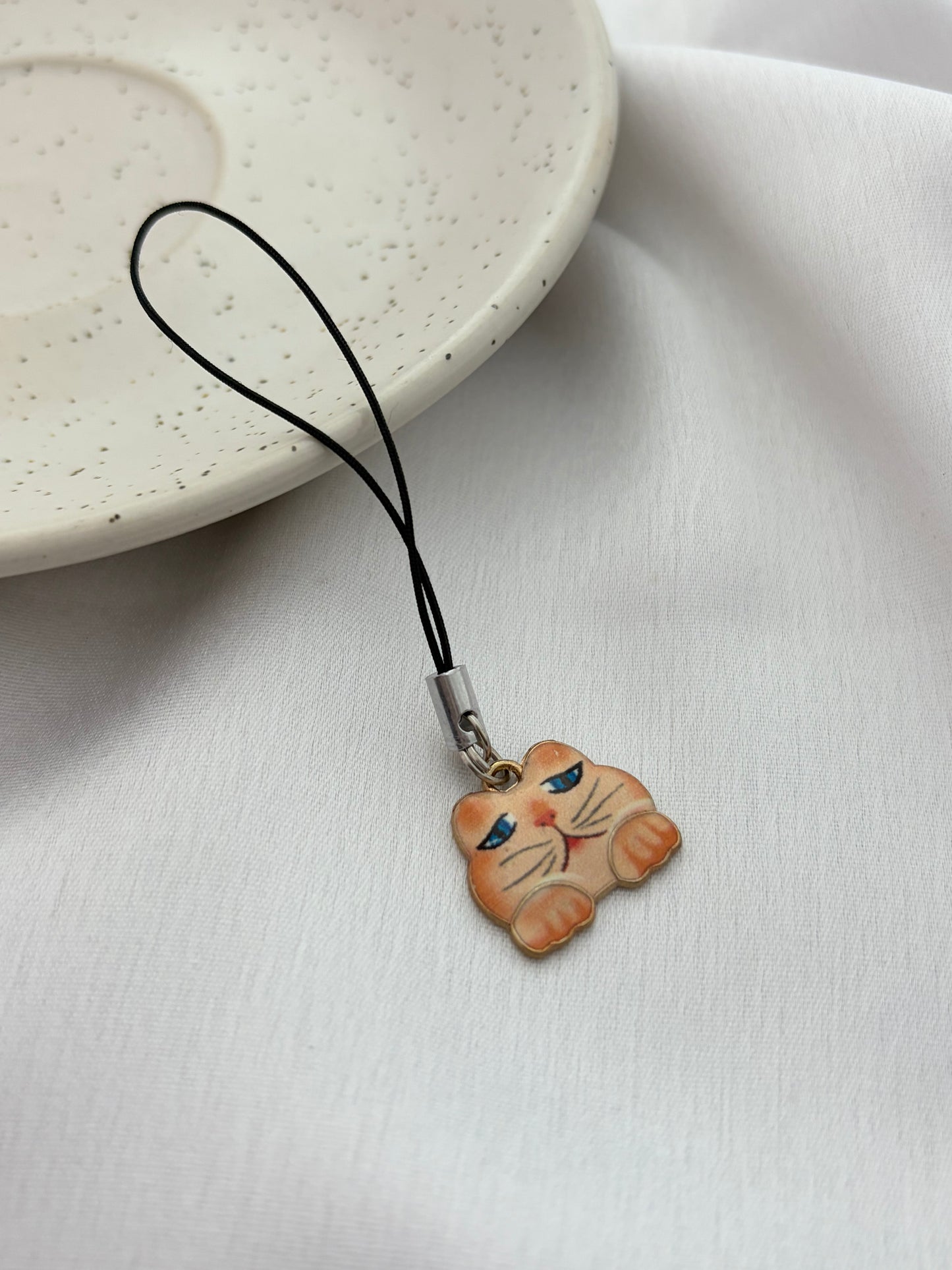 Grumpy Ginger Cat Phone Charm