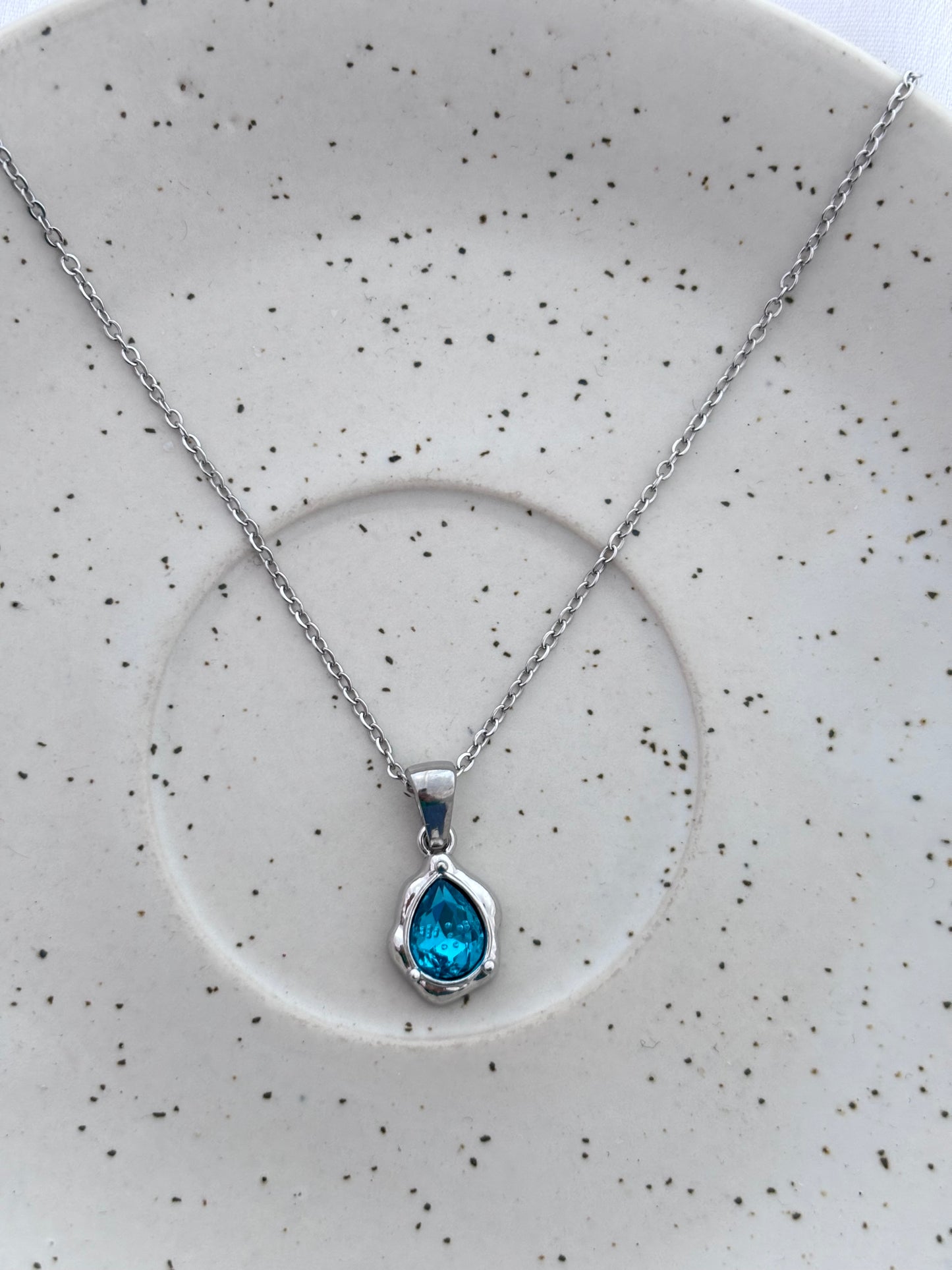Blue Teardrop Crystal Necklace