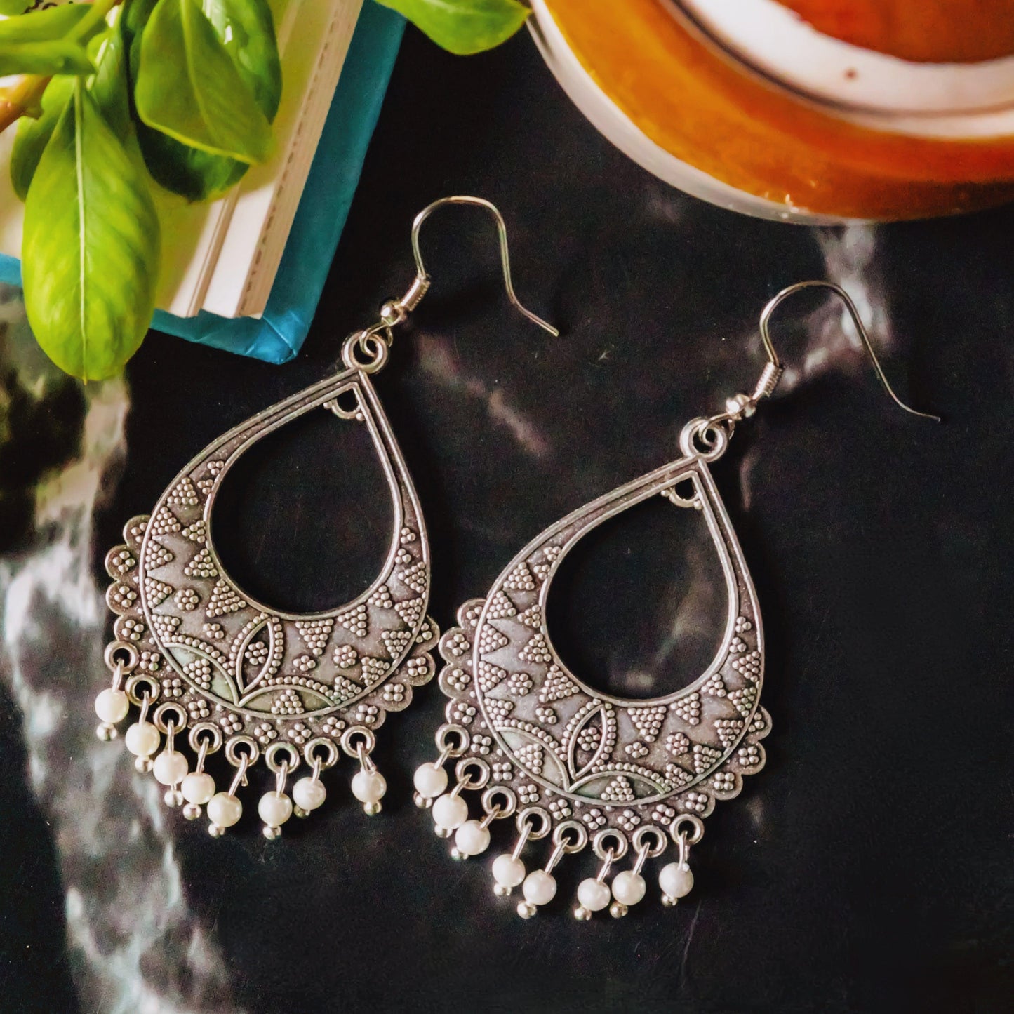 Antique Jhumka Droplet Earrings - Curvy Jewels