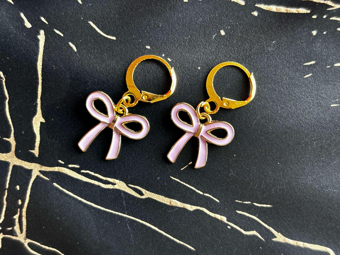 Chic Pink Bow Enamel Earrings - Curvy Jewels