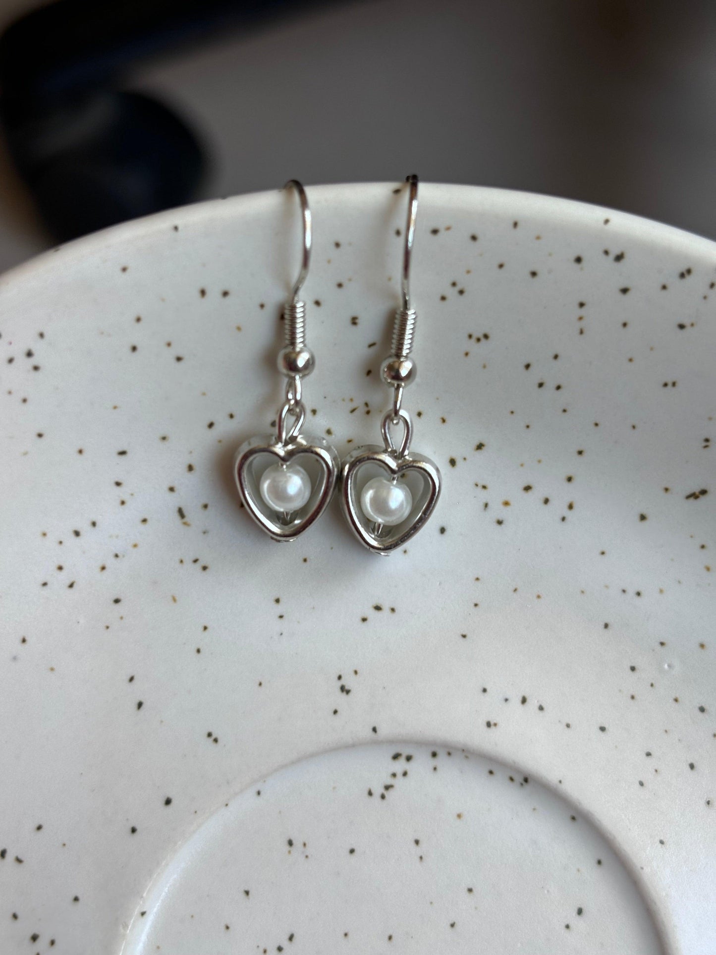 Pearl Heart Charm Earrings - Curvy Jewels