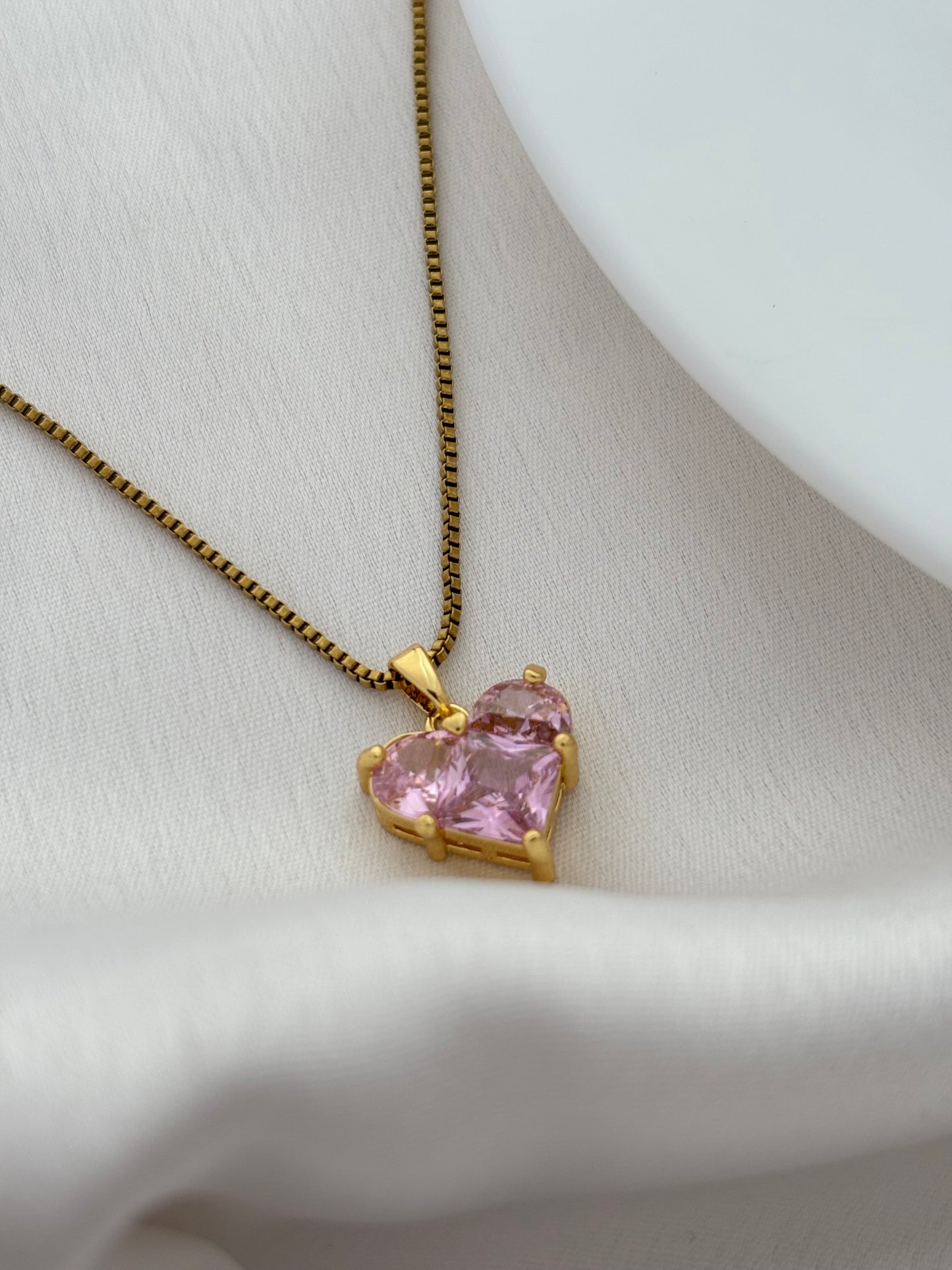 Pink Heart Zirconia Necklace