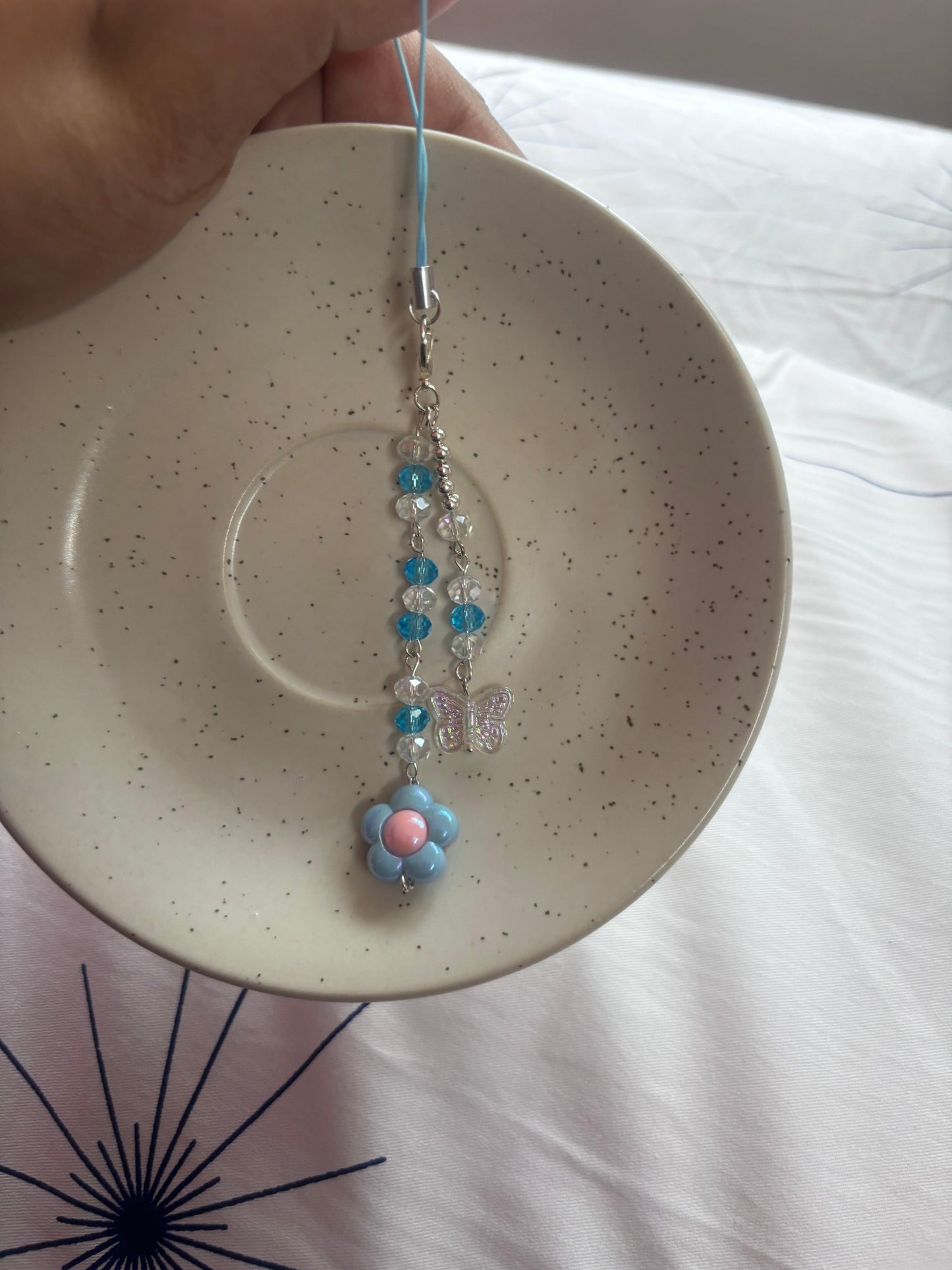 Elegant Floral Blue Phone Accessory - Curvy Jewels