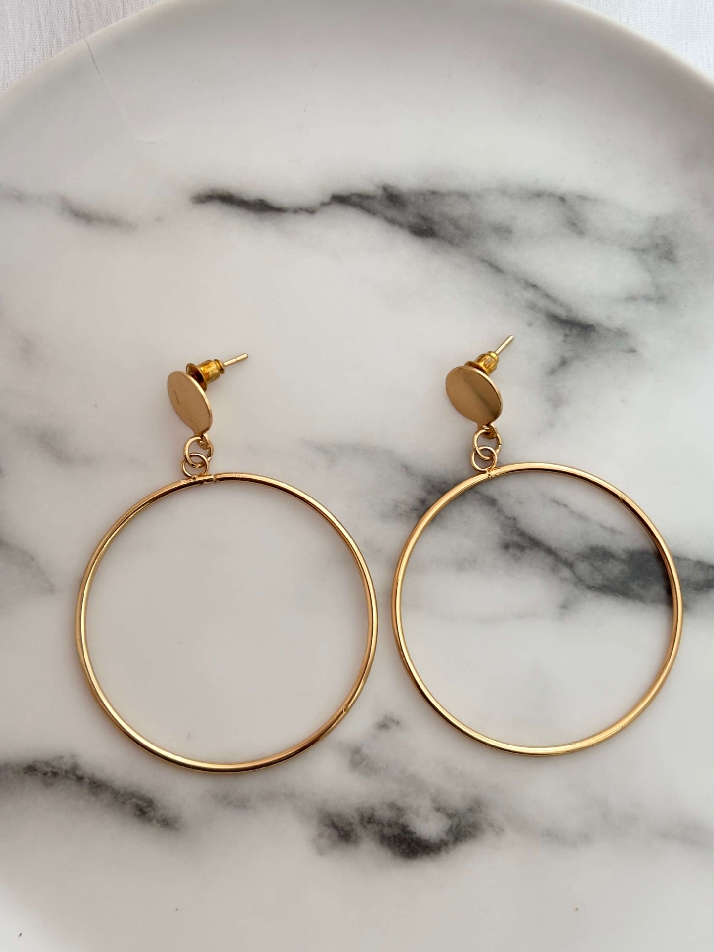 Gold Drop Hoop Earrings