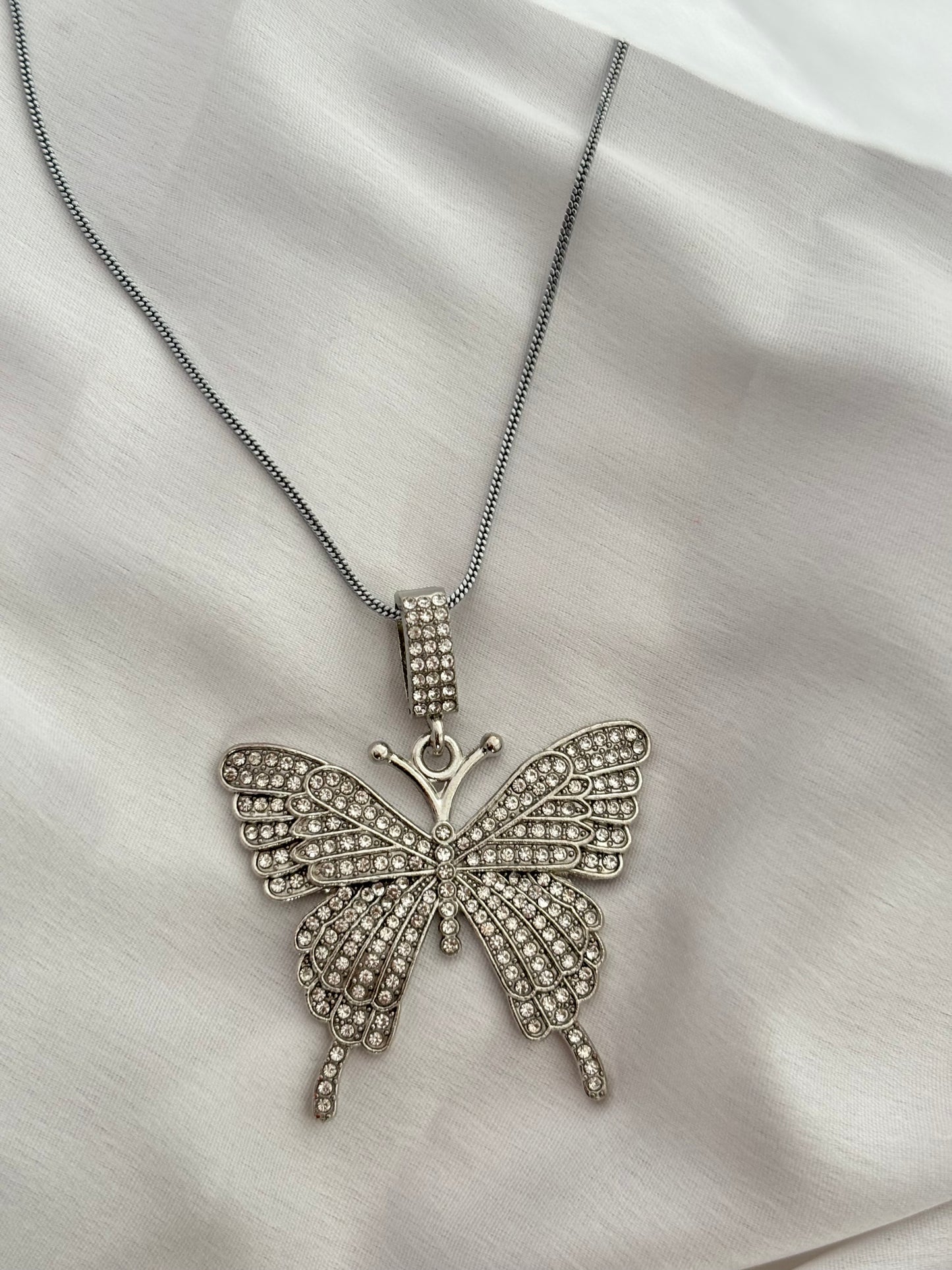 Iced Out Butterfly Anti-Tarnish Necklace🤍
