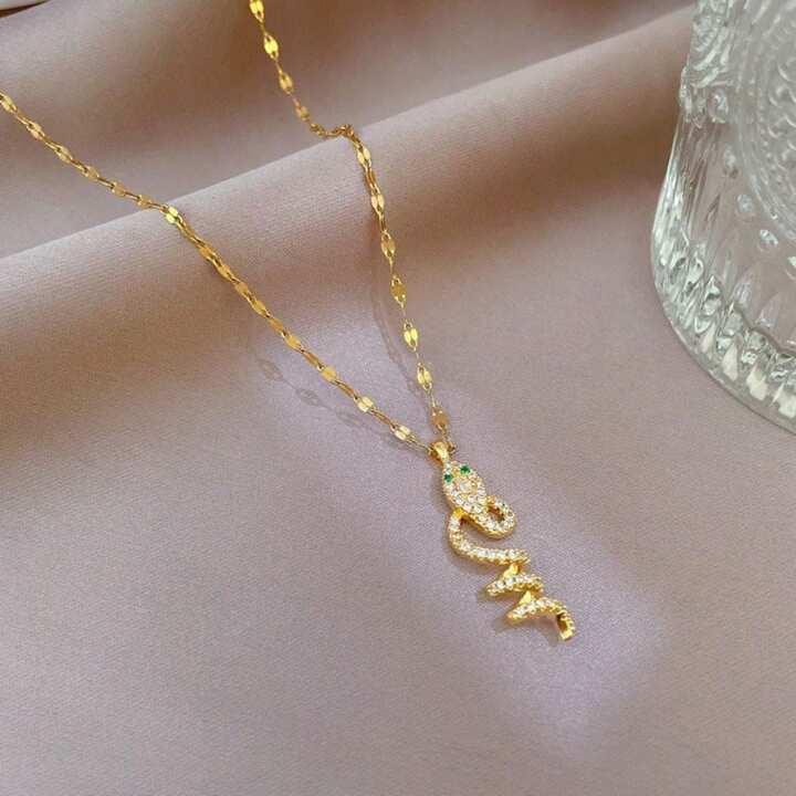 Glamorous Rhinestone-Embellished Snake Necklace - Curvy Jewels
