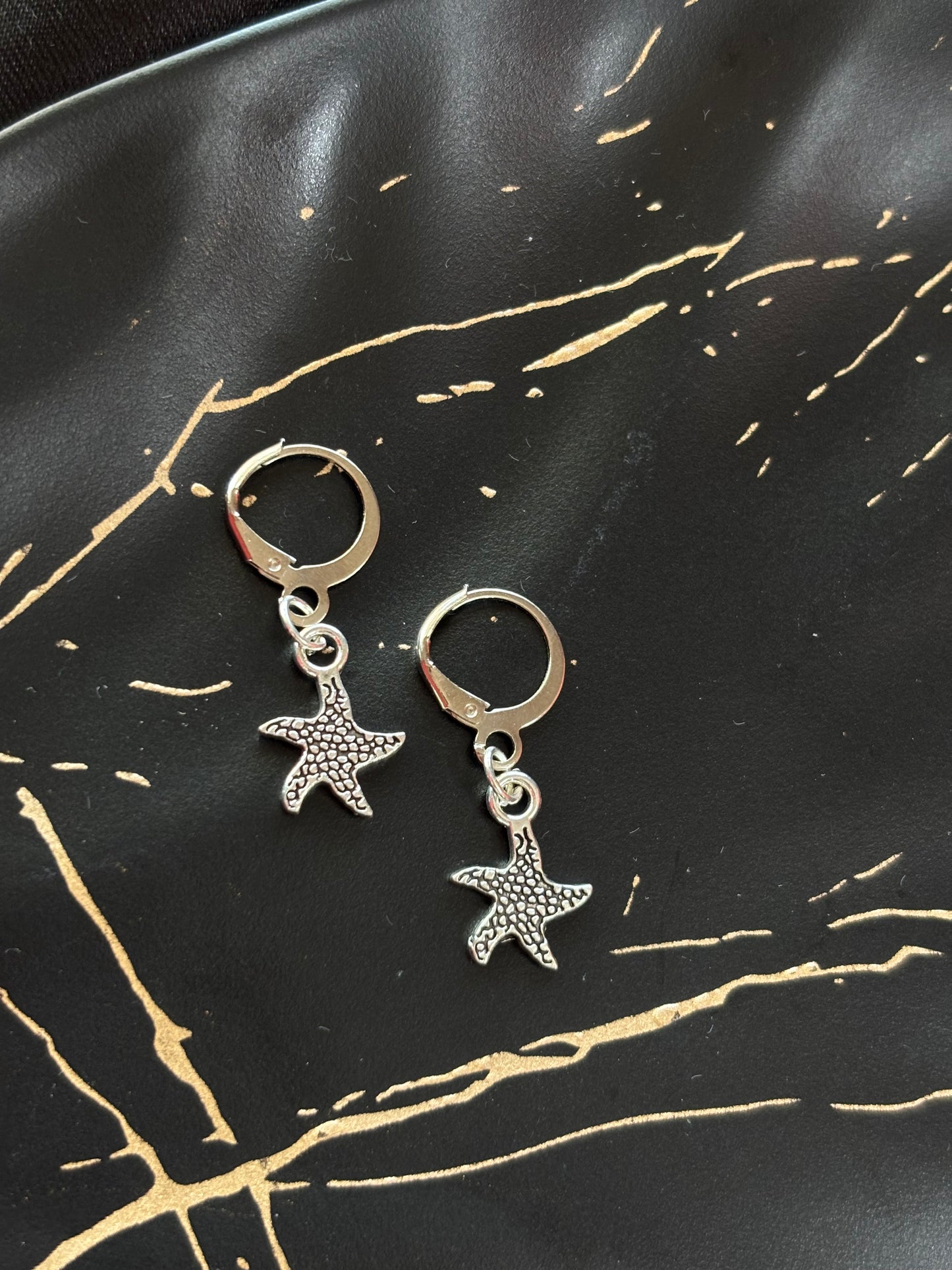 Starfish Charm Hoop Earrings
