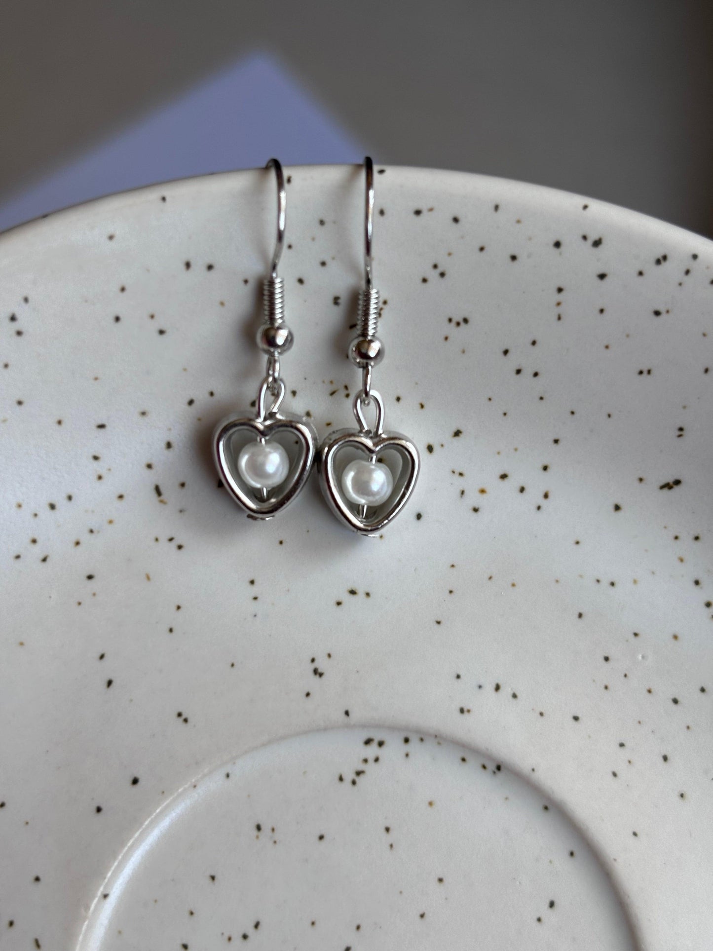 Pearl Heart Charm Earrings - Curvy Jewels