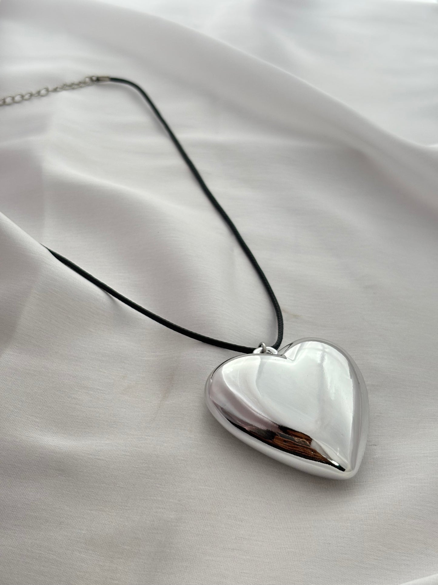 Chunky Silver Heart Cord