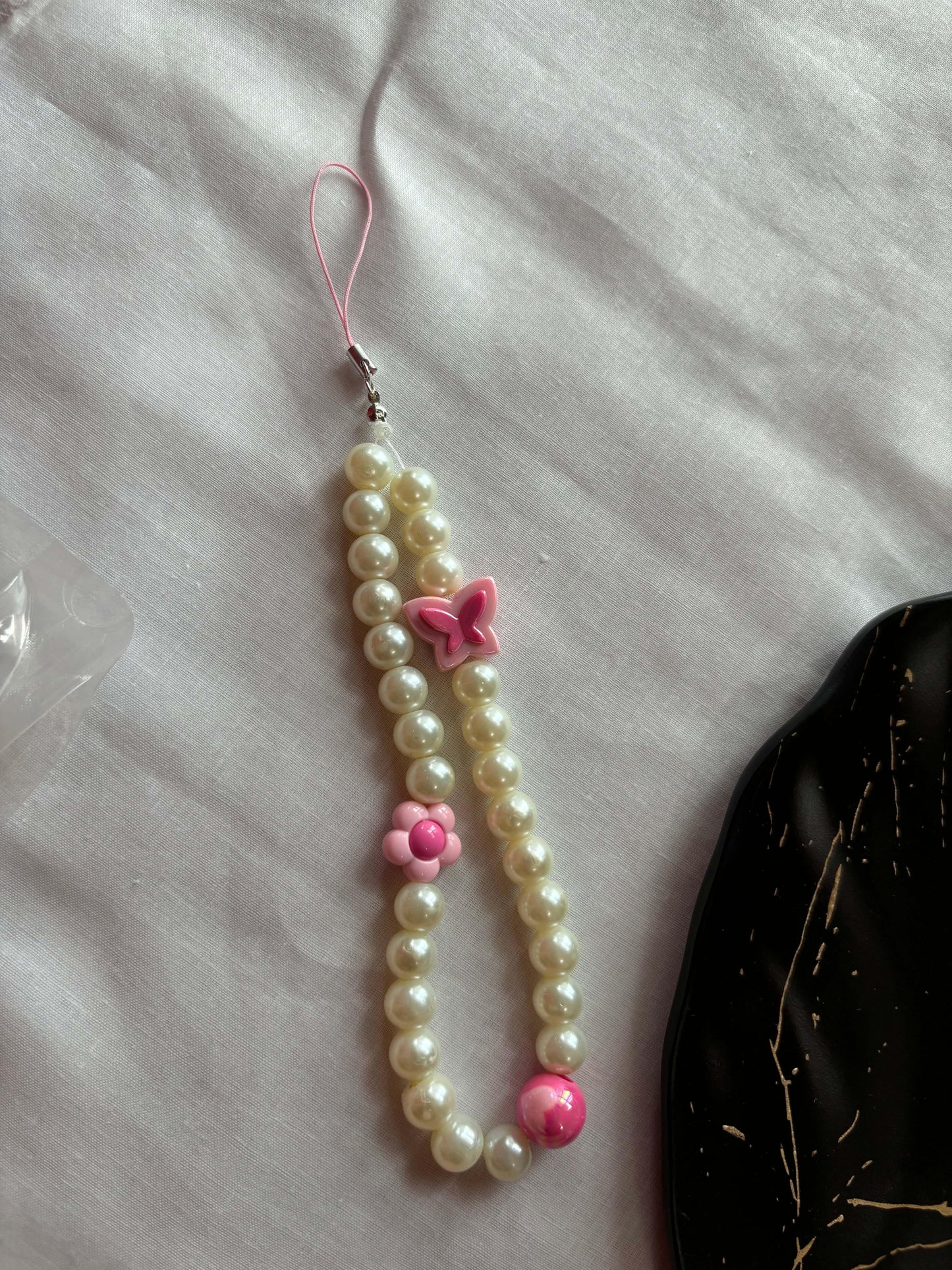 Pink Pearl Phone Charm - Curvy Jewels