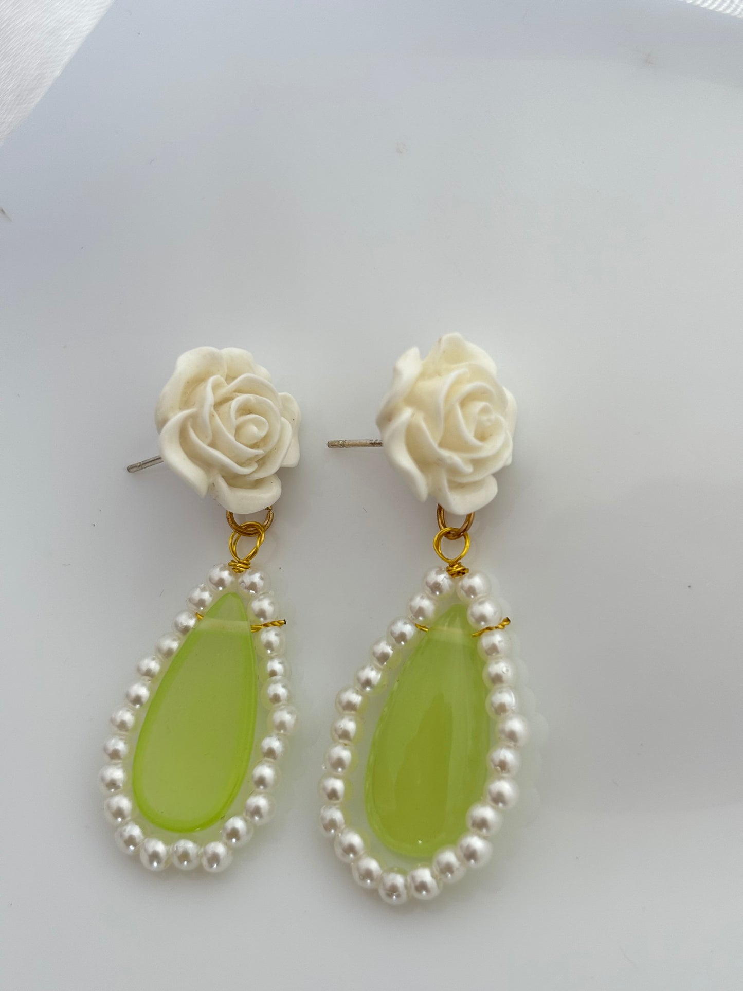 Elegant Rose Pearl Drop Earrings