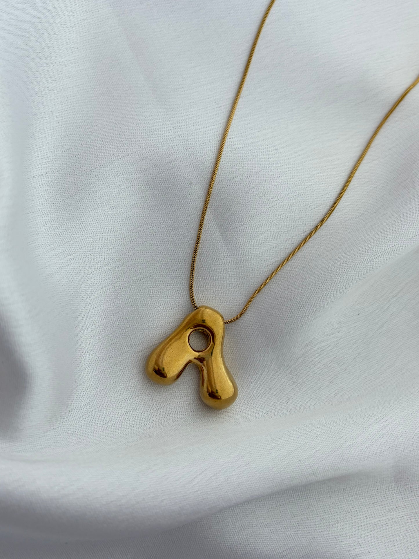 Gold Bubble Letter A Necklace