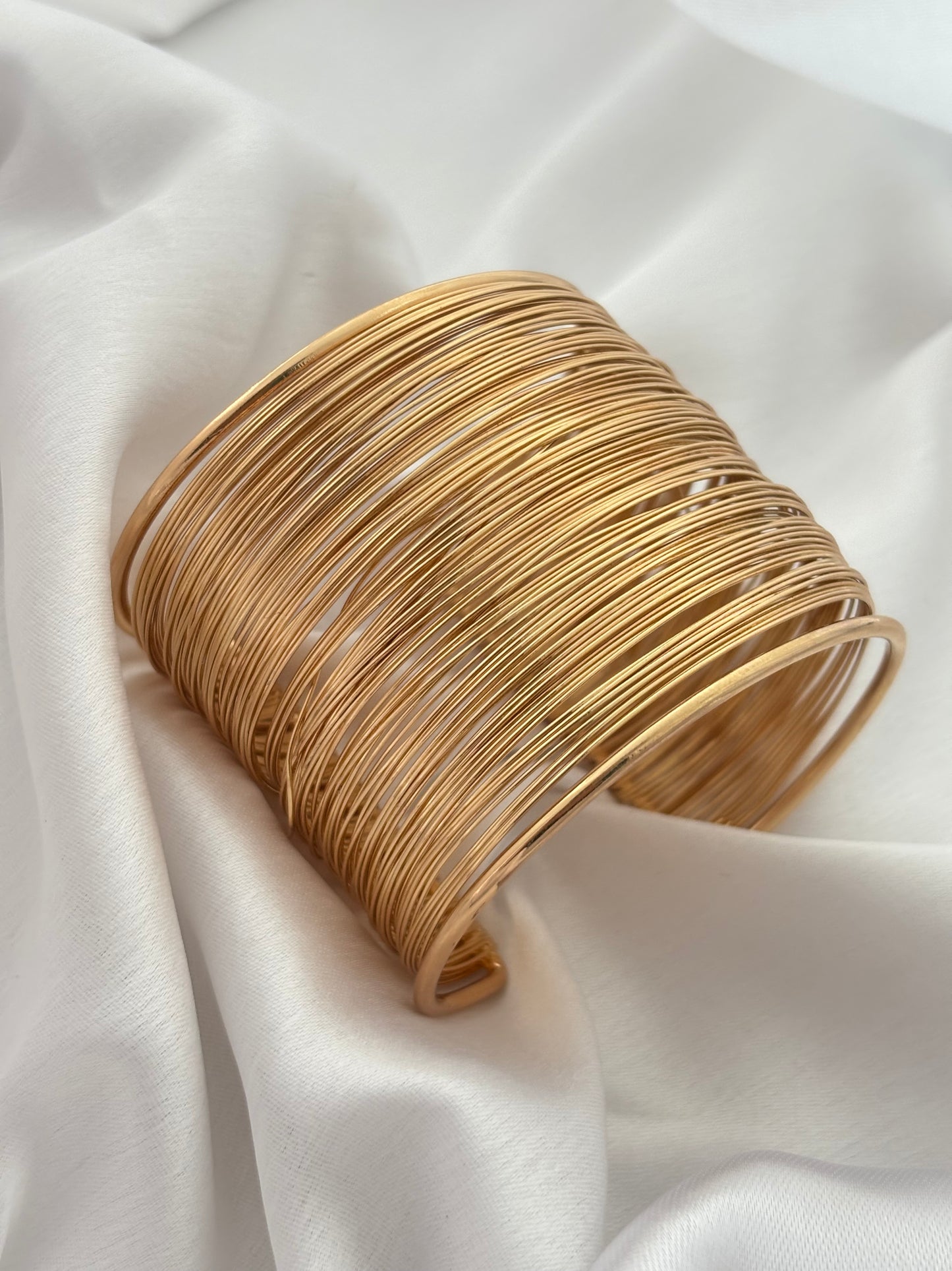 Wide Gold Wire Cuff Bracelet