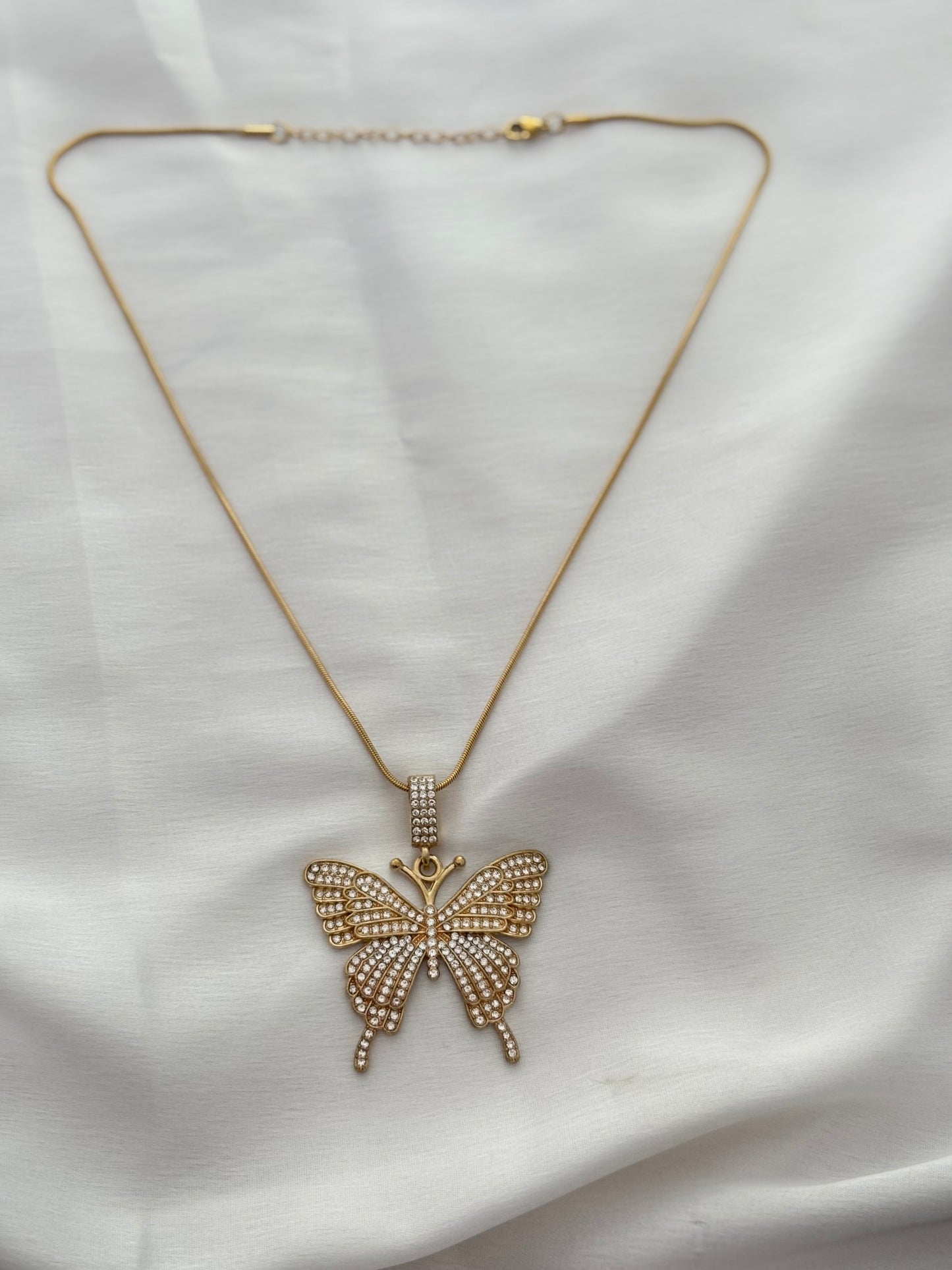 Iced Out Butterfly Anti-Tarnish Necklace 🧡