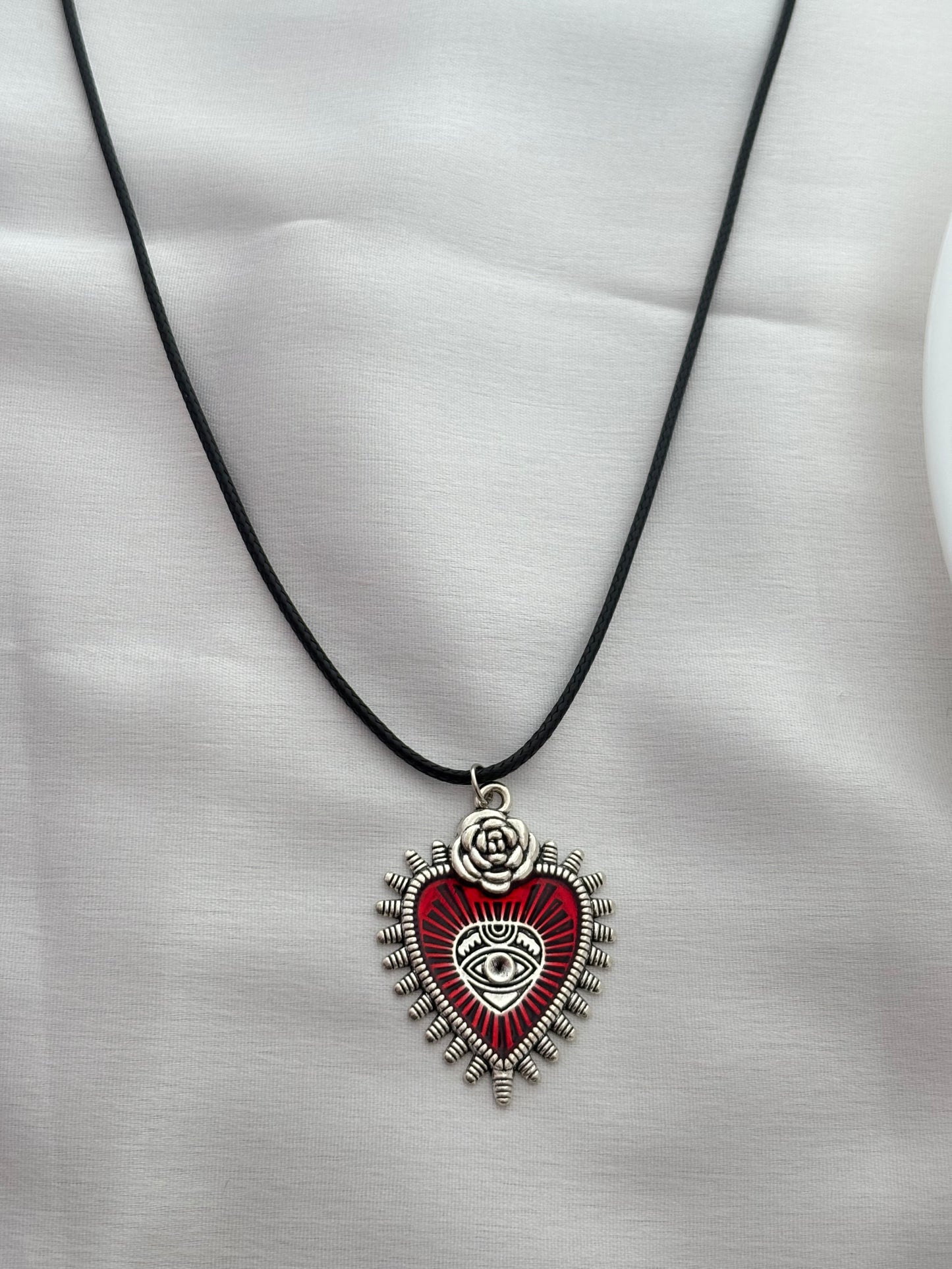 Gothic Mystic Eye Heart Cord Necklace