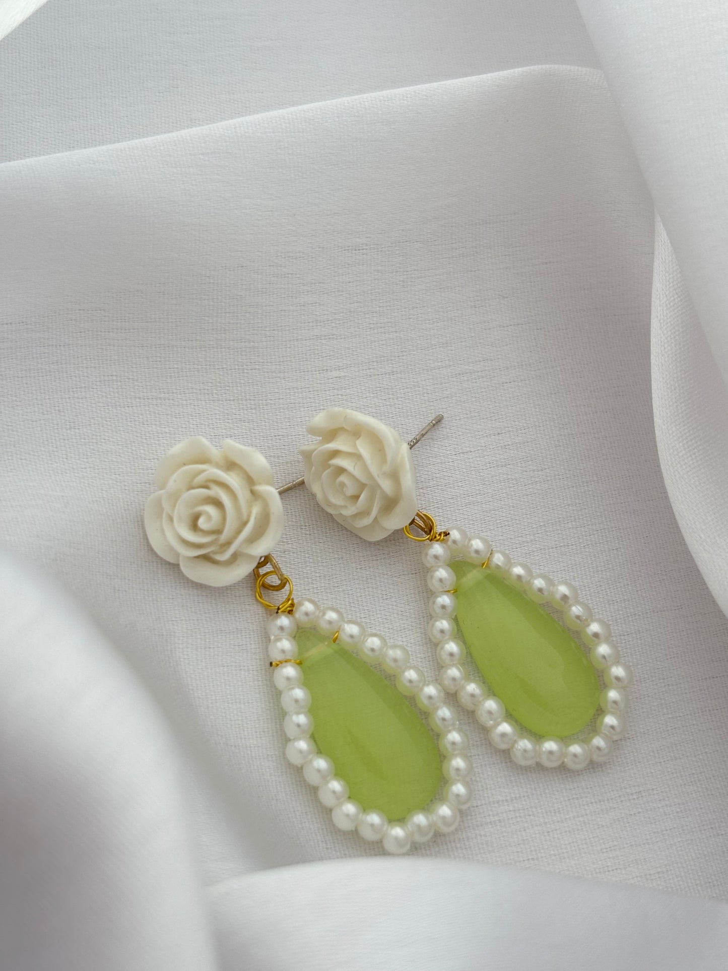 Elegant Rose Pearl Drop Earrings