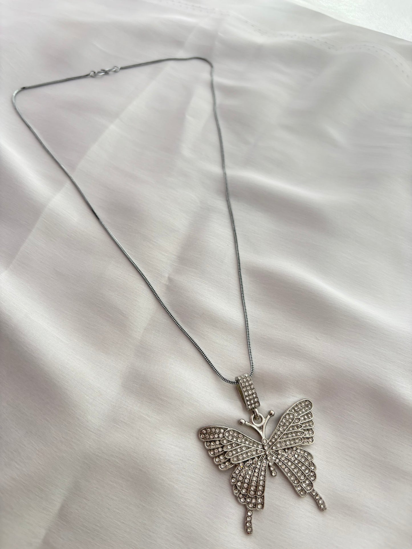 Iced Out Butterfly Anti-Tarnish Necklace🤍