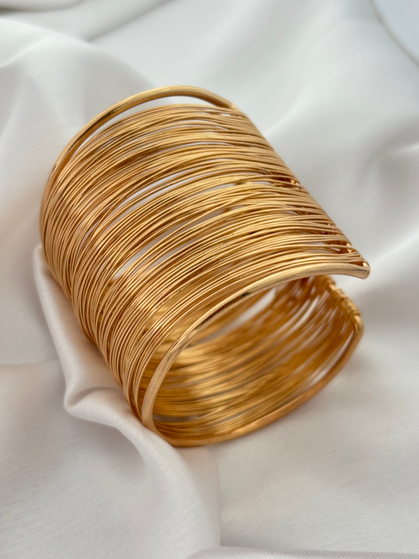 Wide Gold Wire Cuff Bracelet