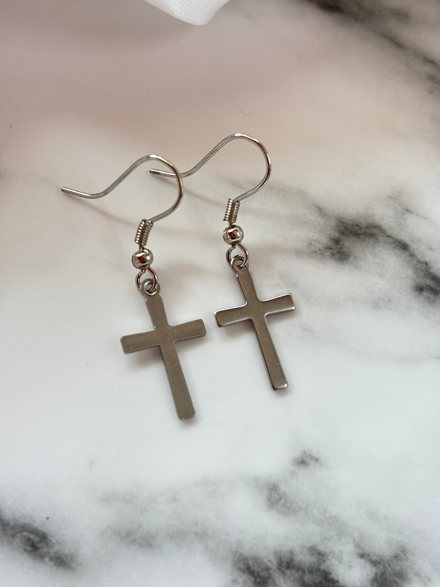 Minimalist Silver Cross Earrings