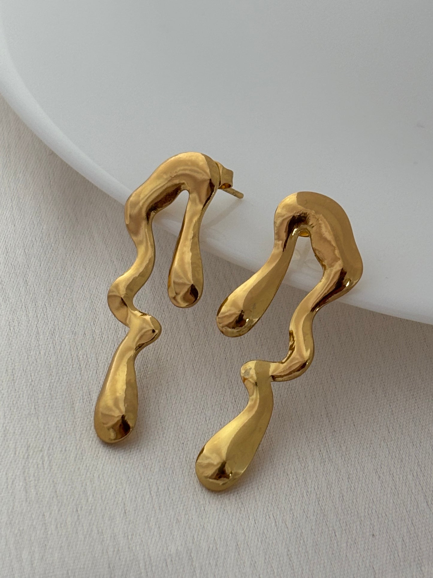Gold Molten Wave Earrings