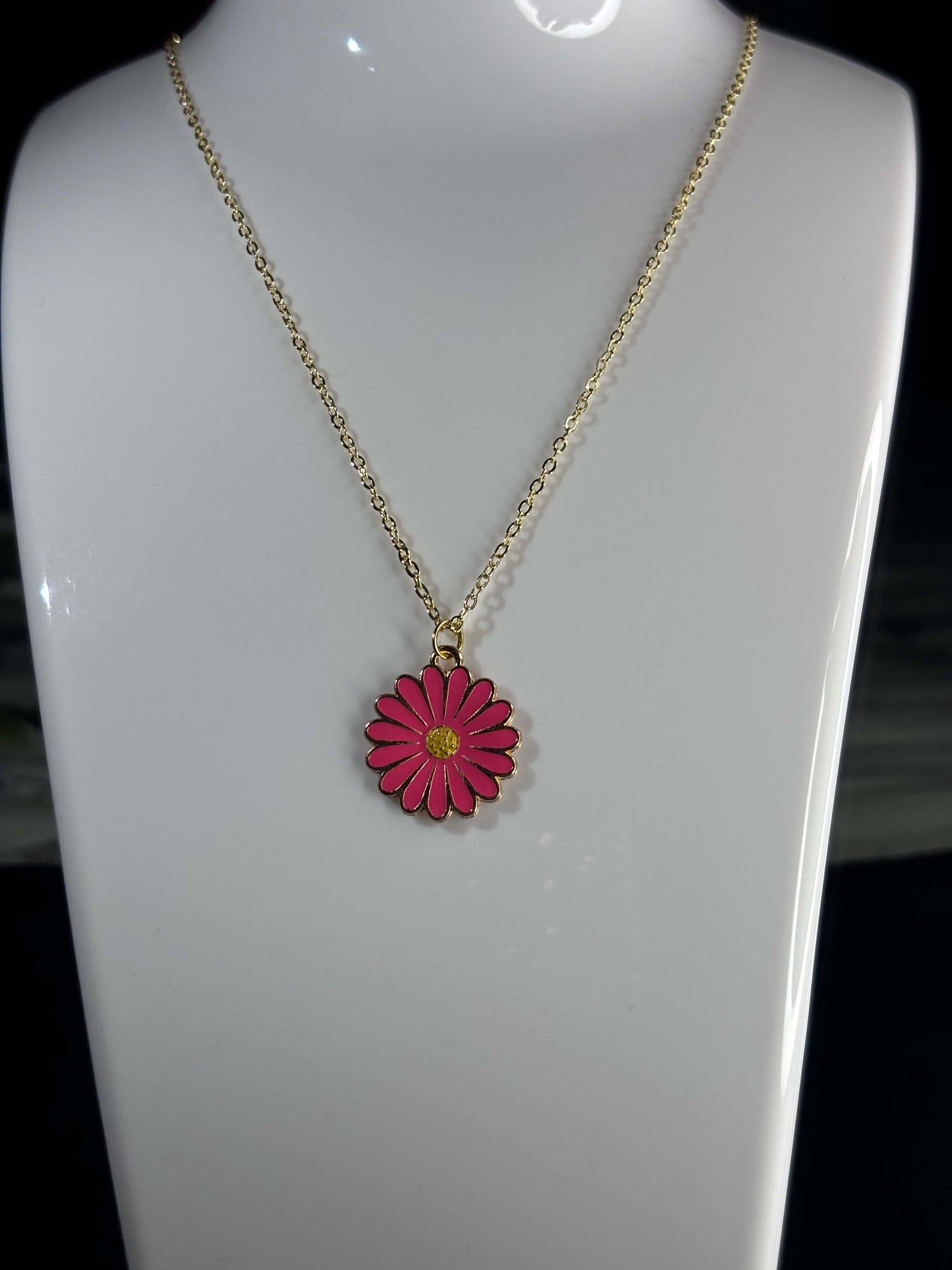 Pink Daisy Necklace