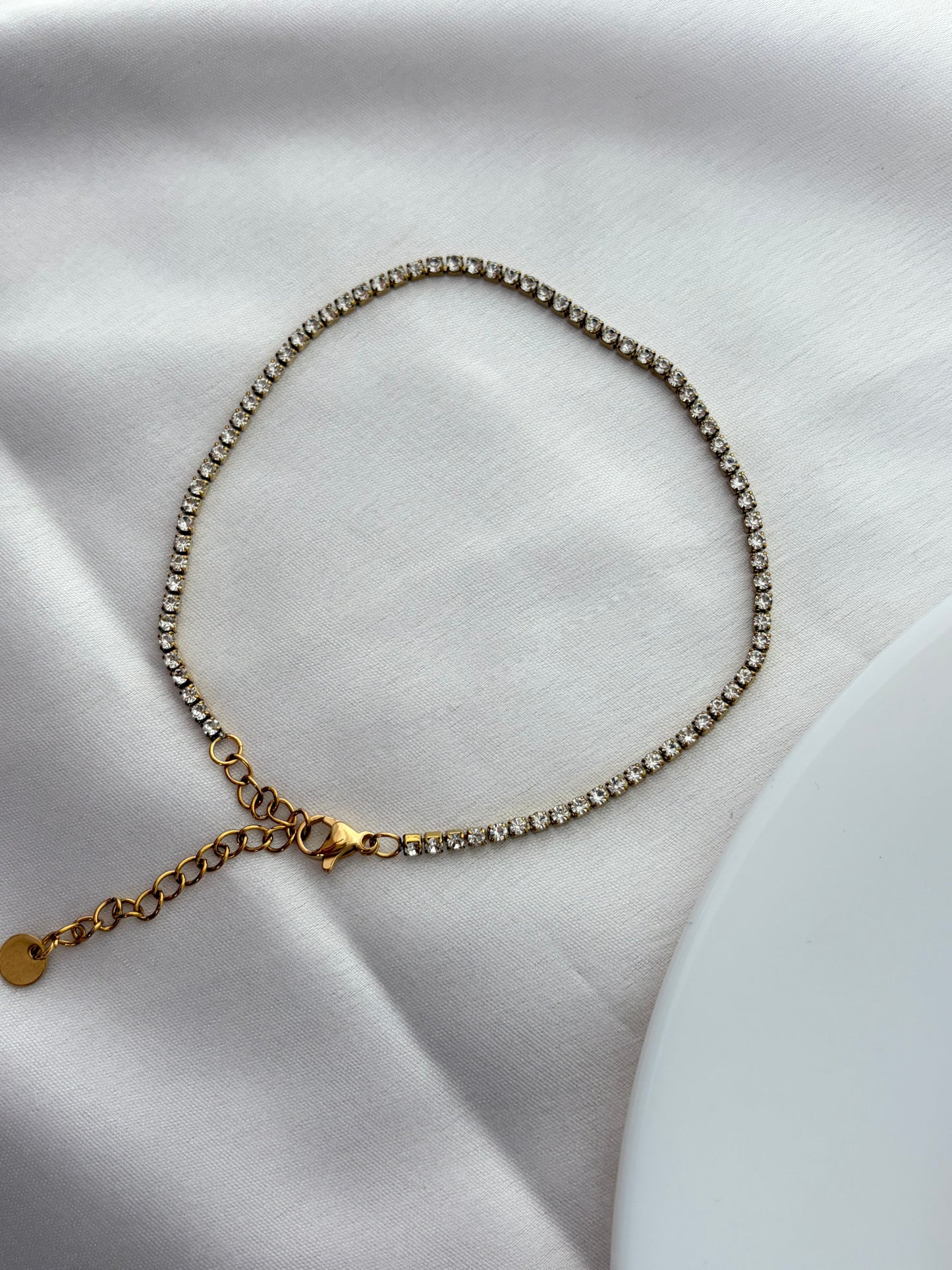 Gold Crystal Tennis Anklet